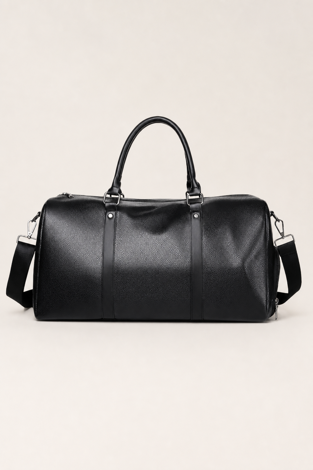 Ischia Leather Duffle Bag in Black - front view
