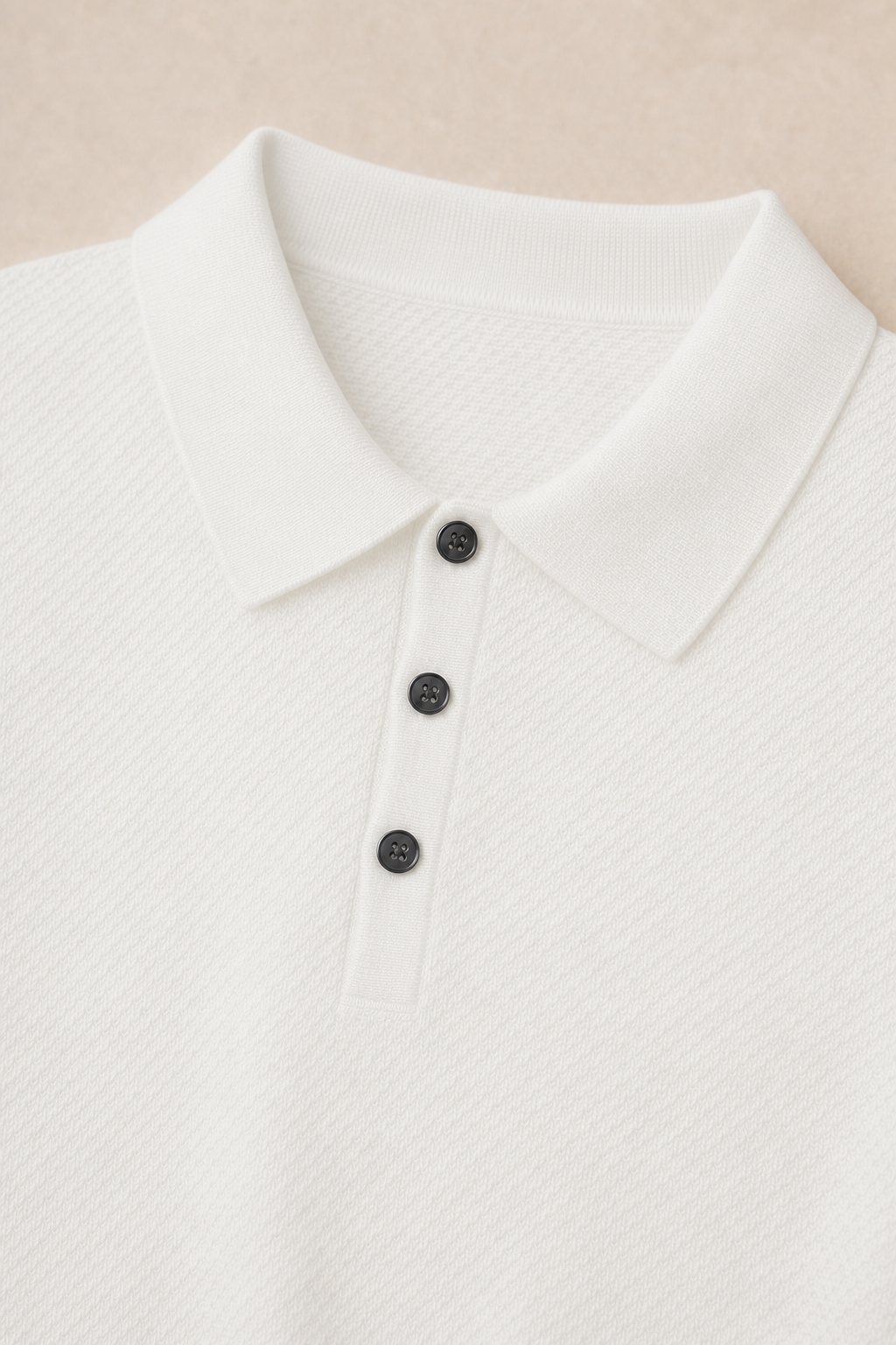 Ischia Casual Polo Shirt in Ivory — fabric detail