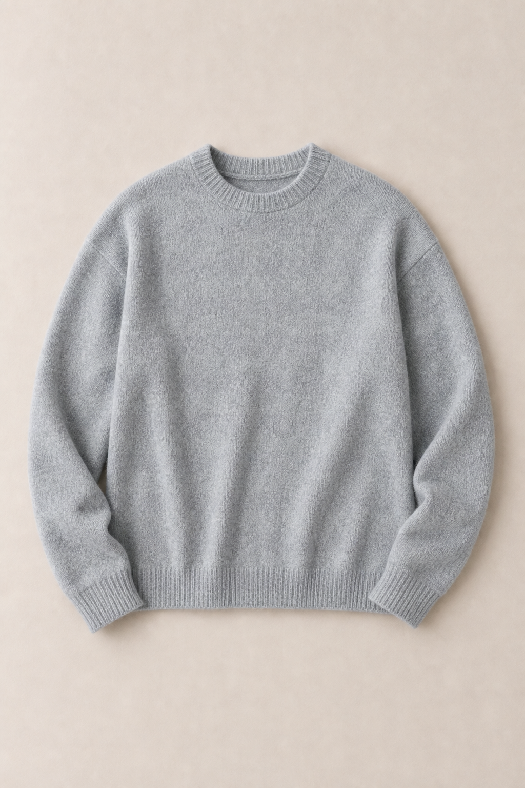 Knit Wool Sweater in Grey — front view
