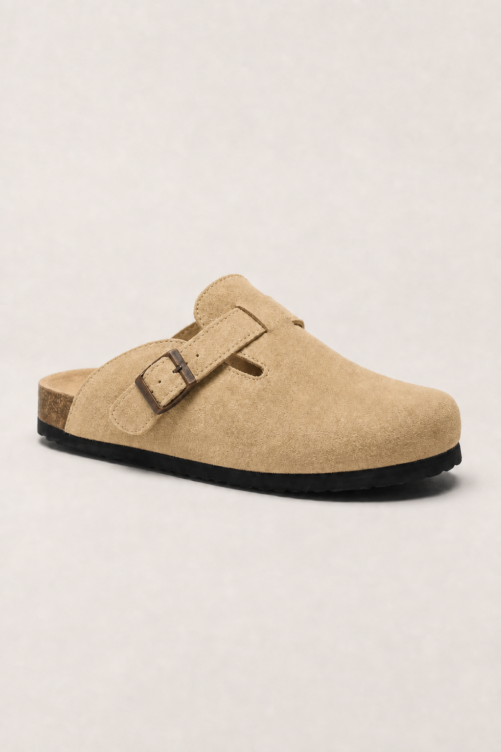 Lerici Suede Clogs in Sand - angle view