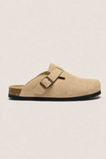 Lerici Suede Clogs in Sand - side view