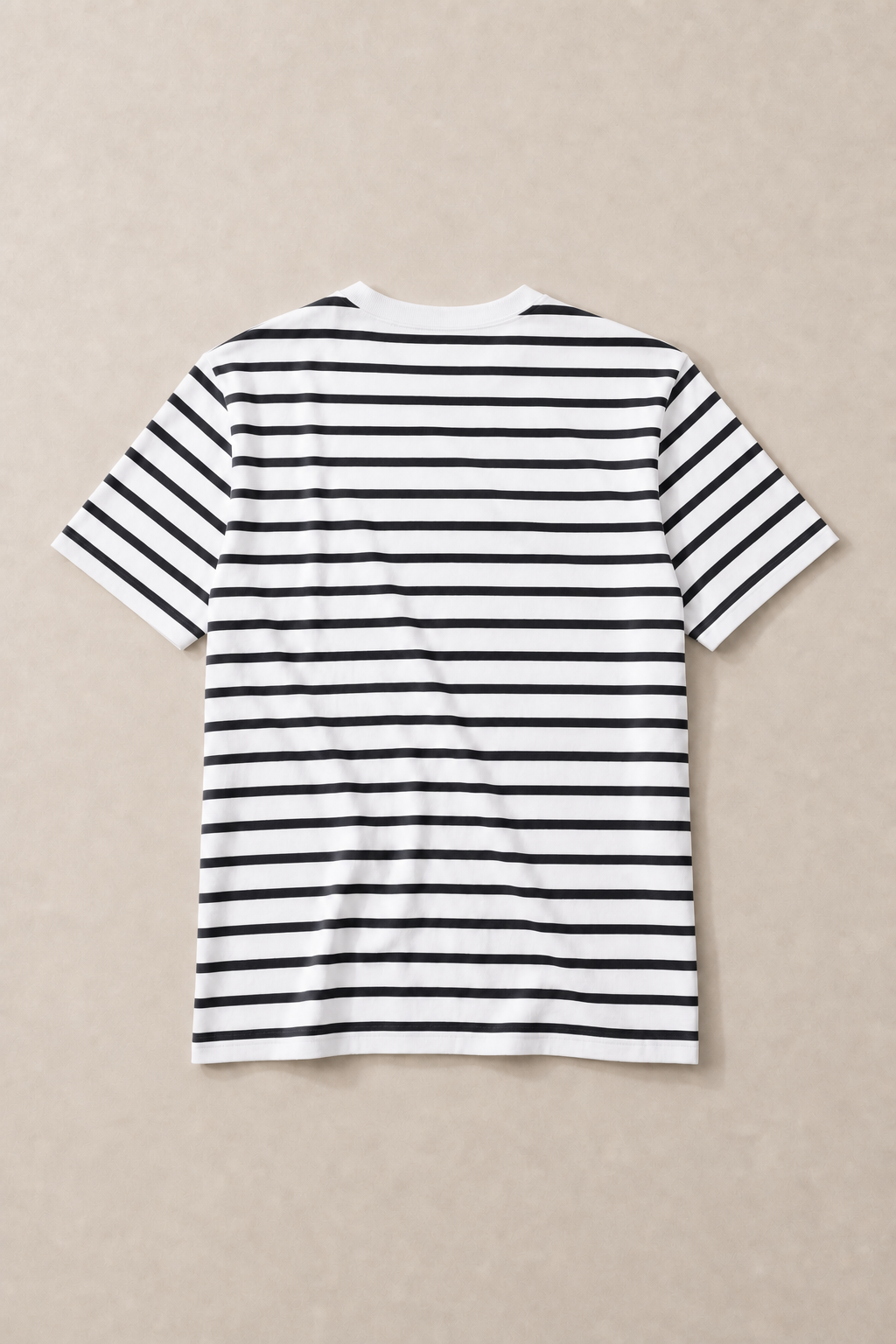 Lido Striped T-Shirt in White with Navy Stripes — back view