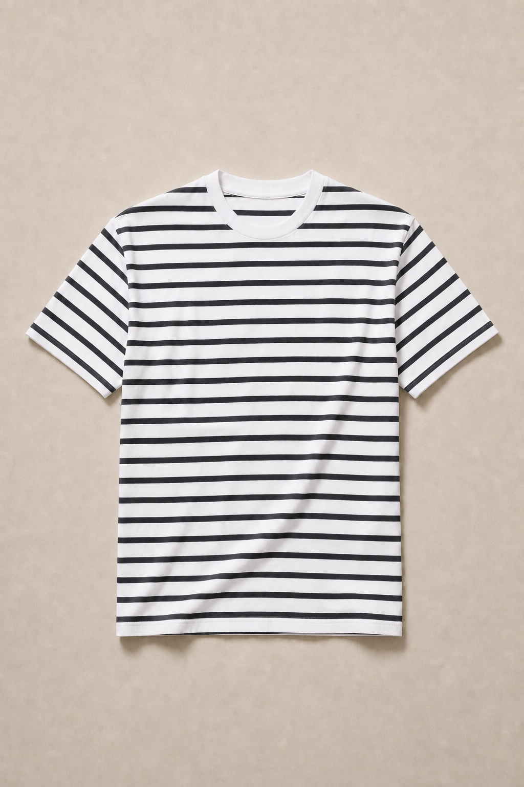 Lido Striped T-Shirt in White with Navy Stripes — front view