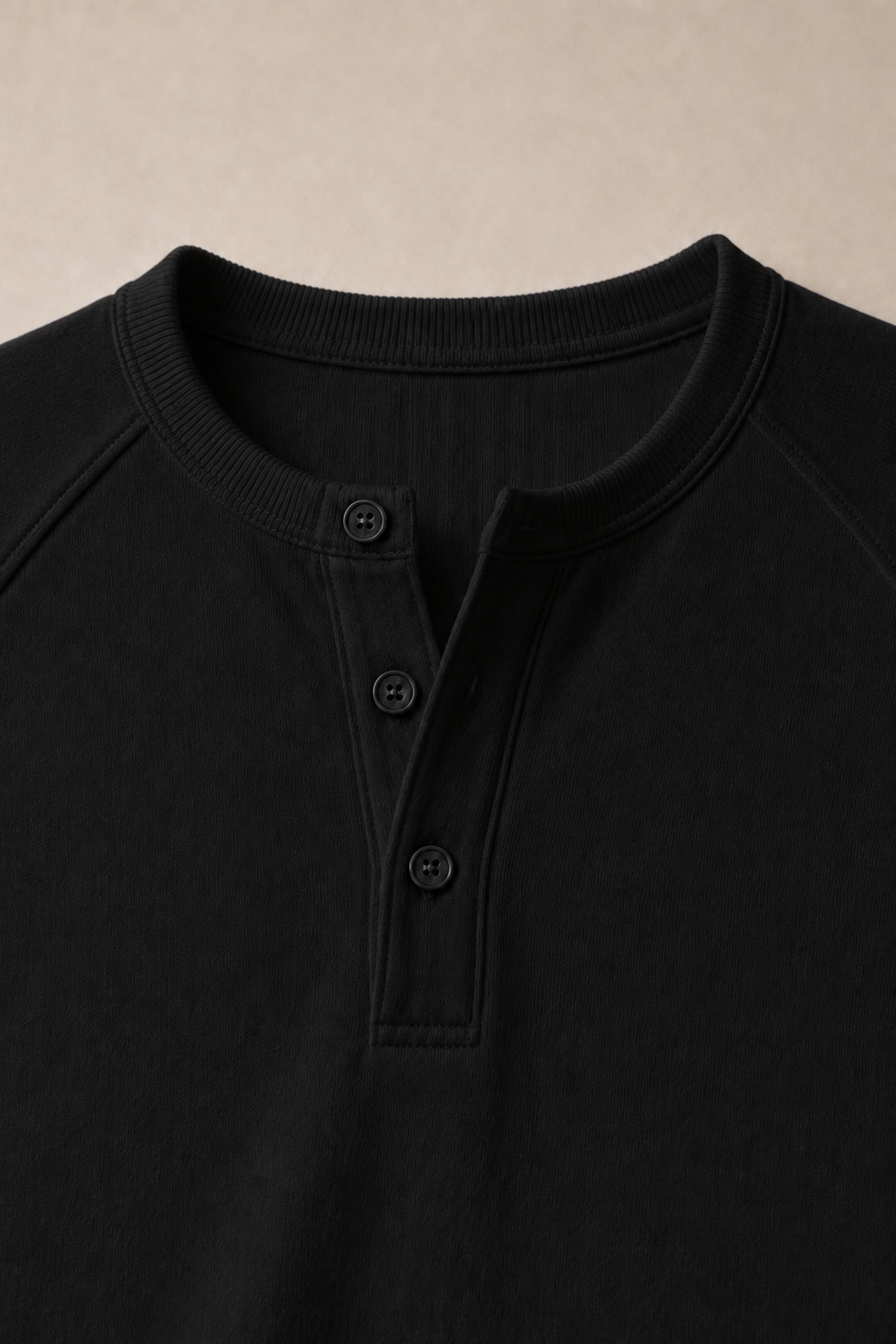 Lipari Ribbed Henley Shirt in Black — back view