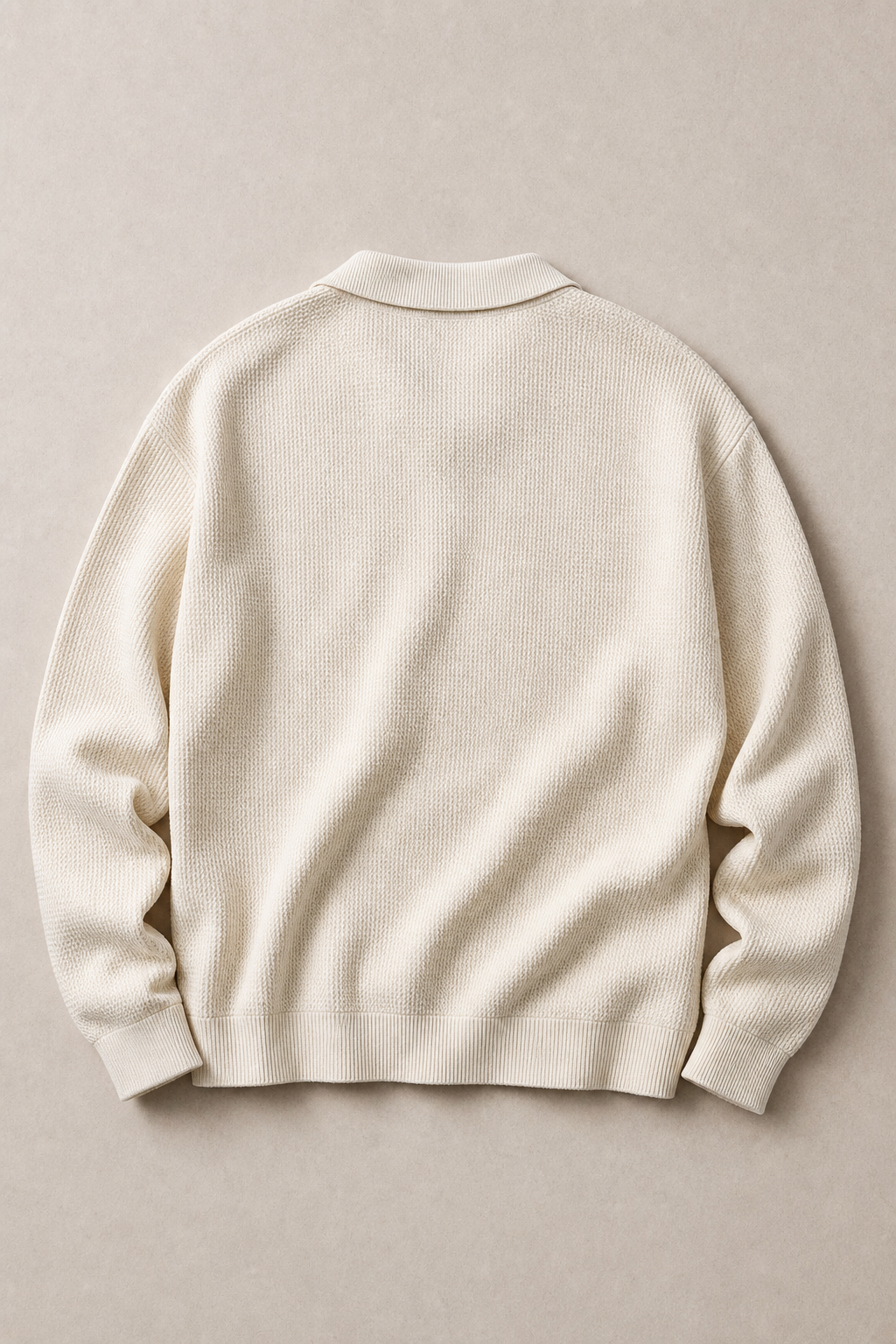 Lyon V-Neck Polo Sweater in Cream - back view