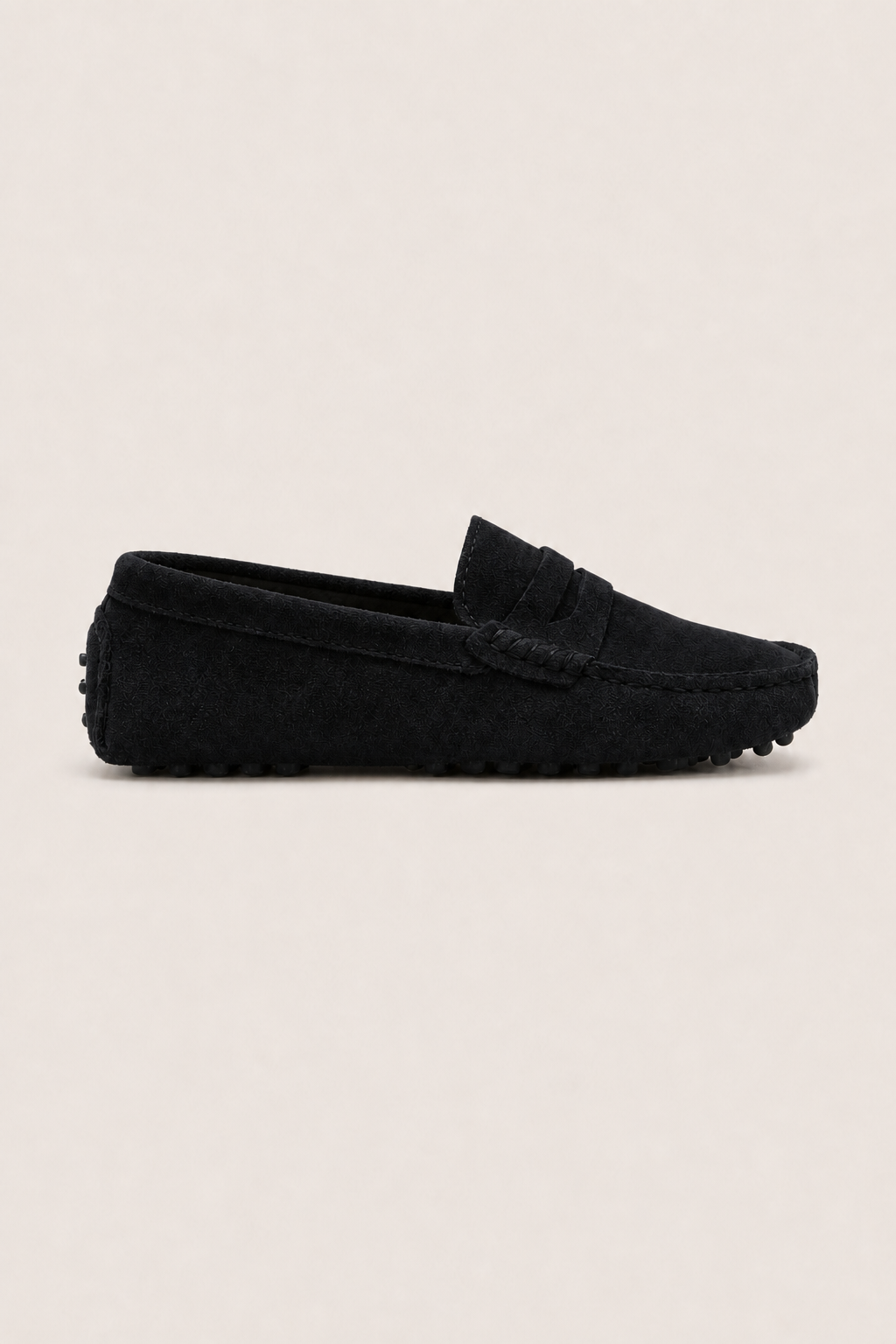 Manarola Suede Driver Loafers in Black - side view