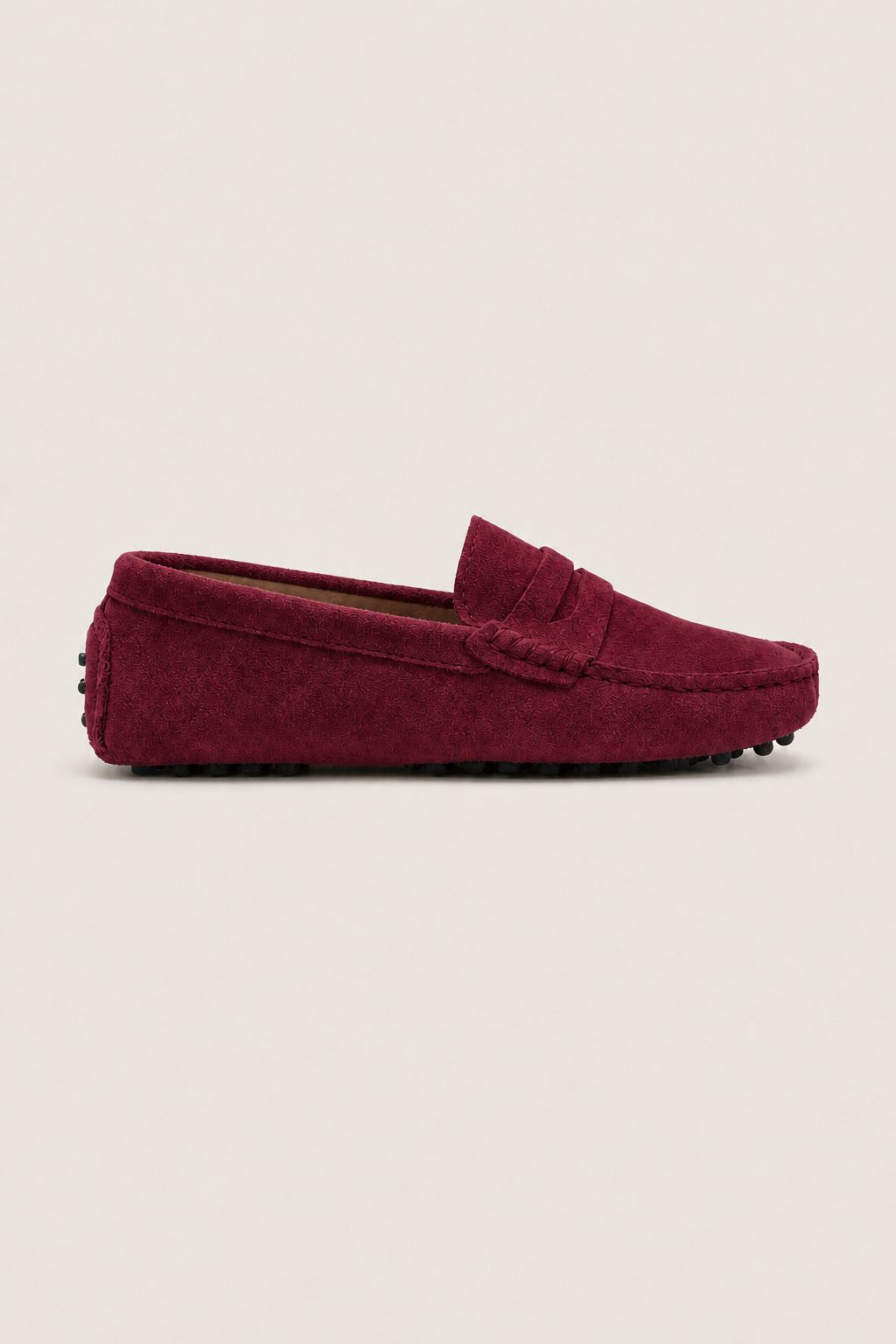 Manarola Suede Driver Loafers in Burgundy - side view