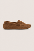 Manarola Suede Driver Loafers in Camel - side view