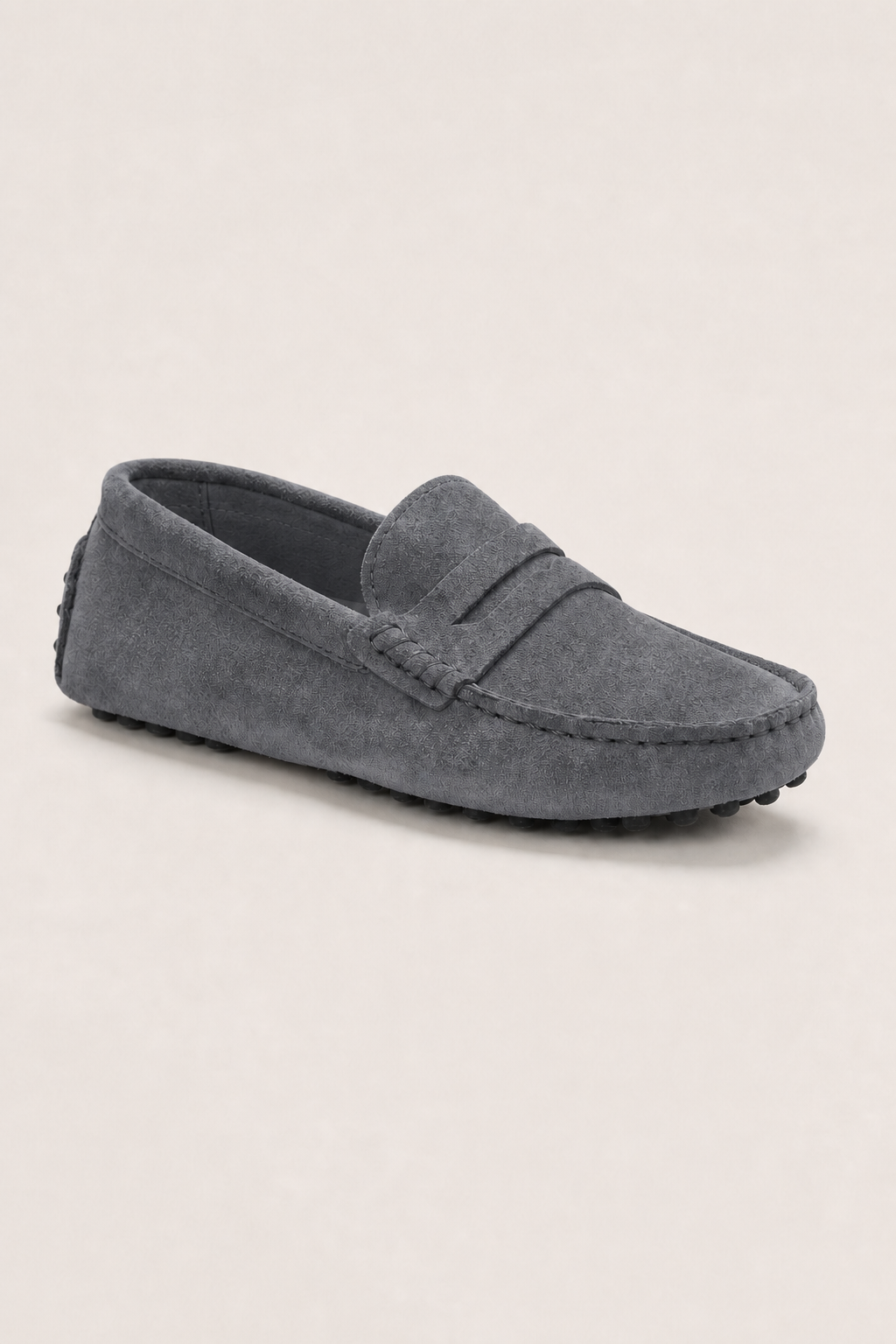 Manarola Suede Driver Loafers in Grey - angle view