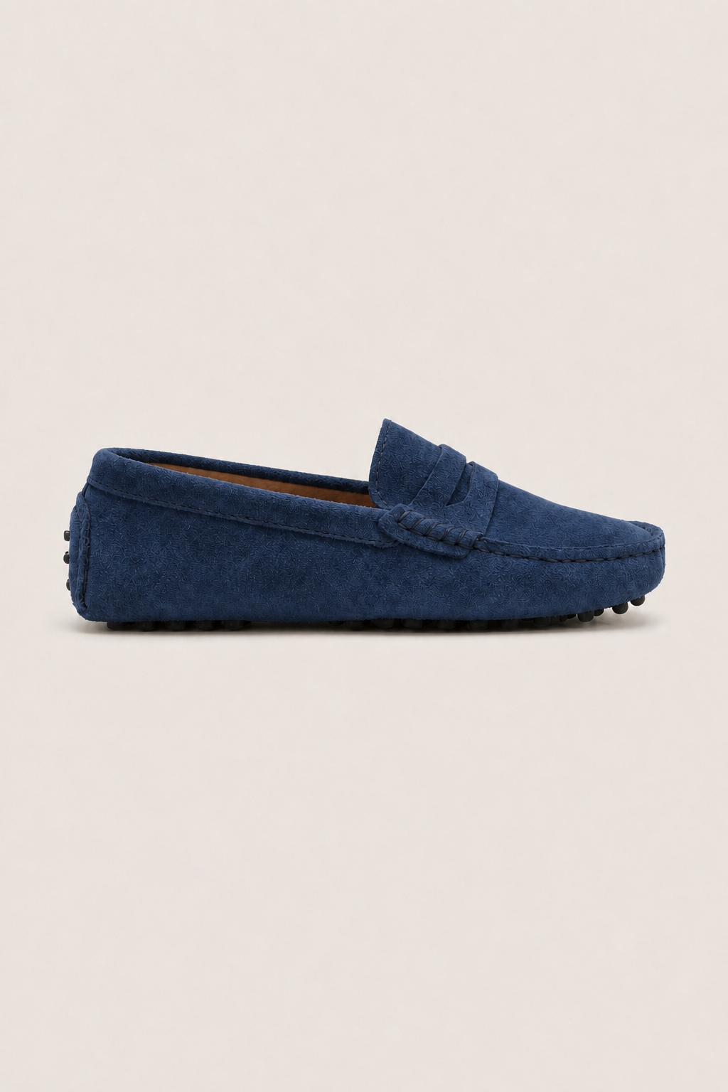 Manarola Suede Driver Loafers in Navy - side view