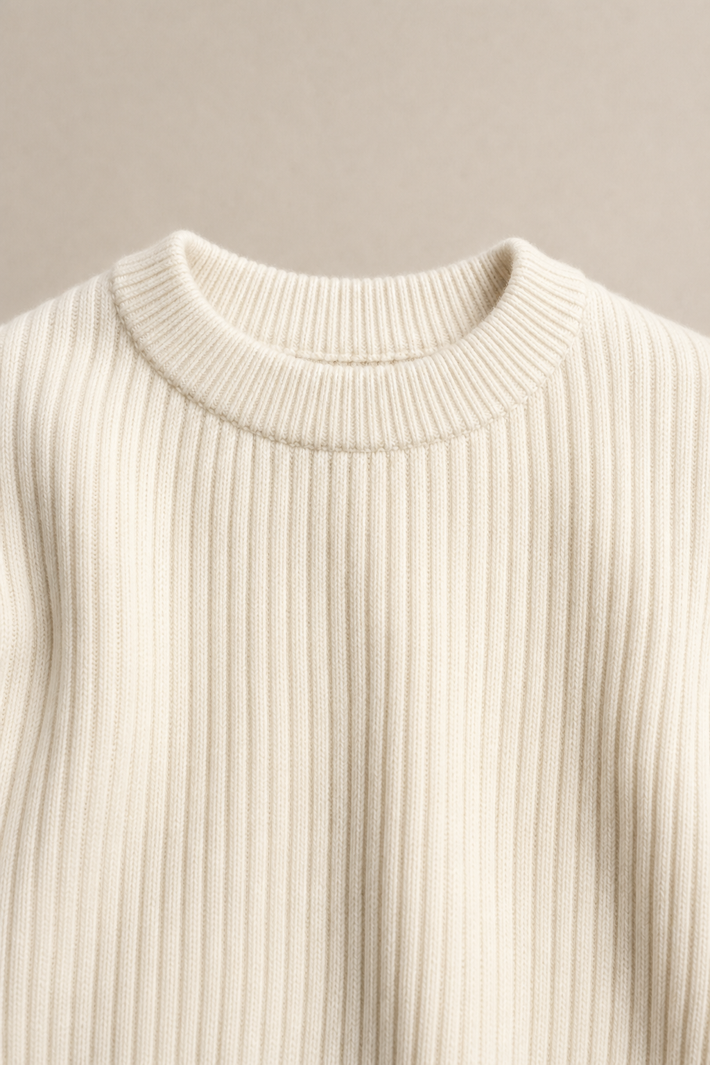 Marbella Ribbed Sweater in Ivory - fabric detail