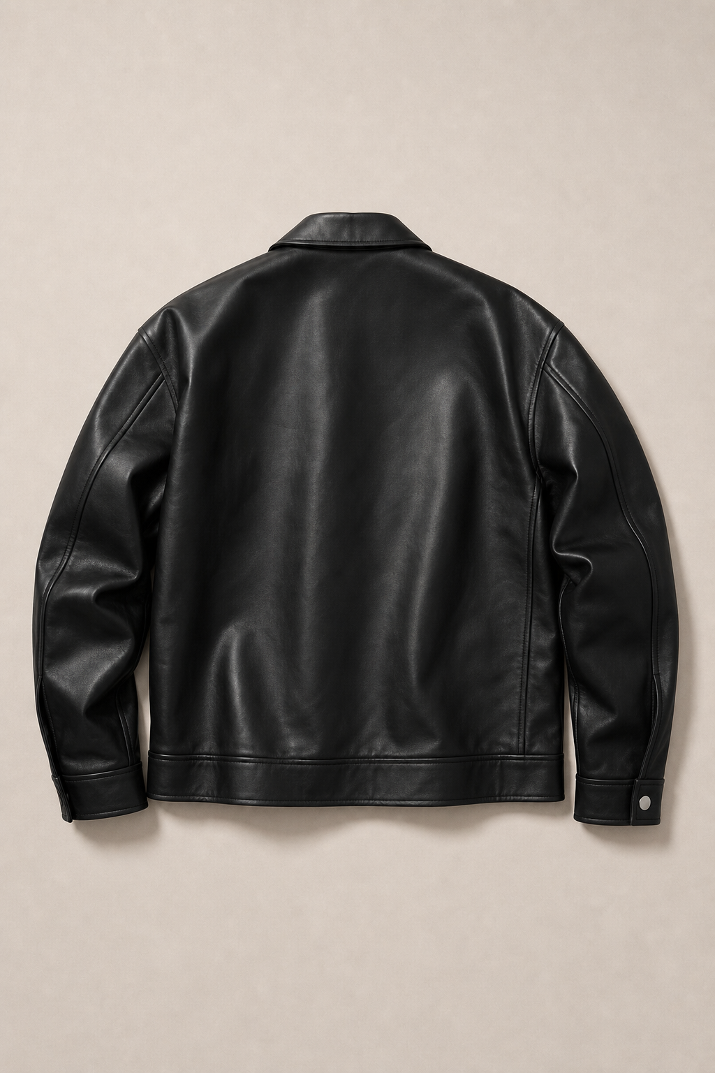 Massimo Leather Jacket in Black — back view