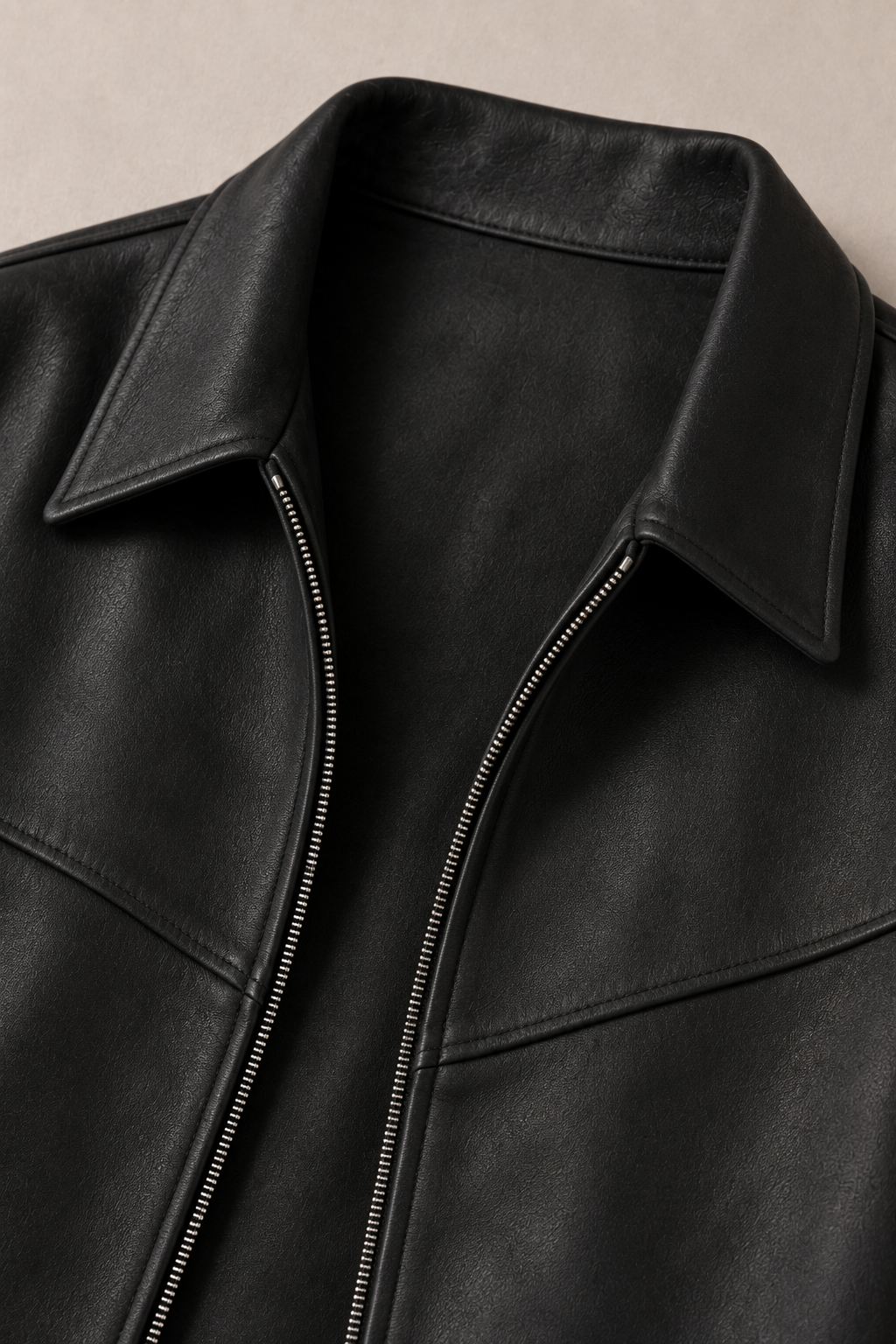 Massimo Leather Jacket in Black — fabric detail