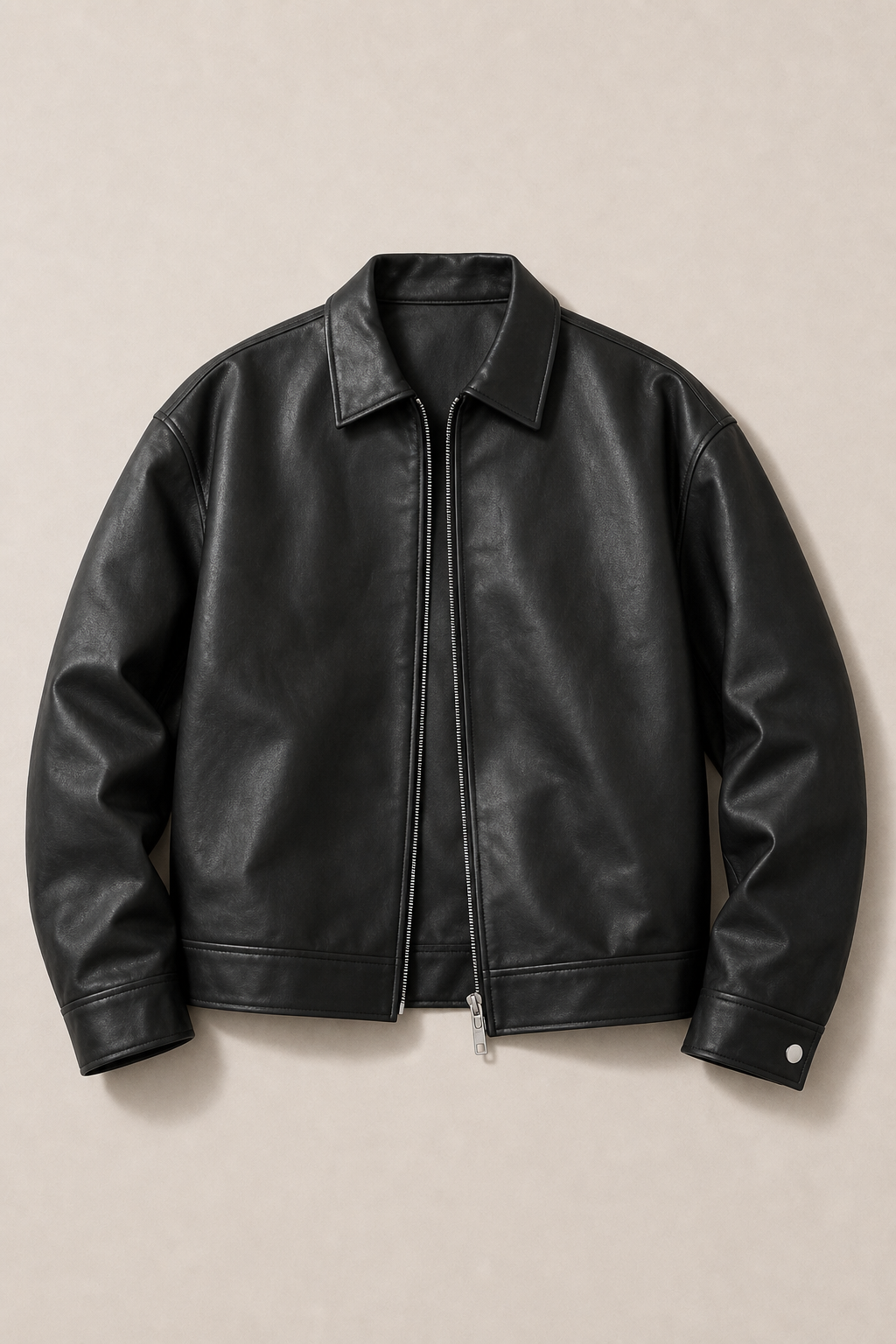Massimo Leather Jacket in Black — front view
