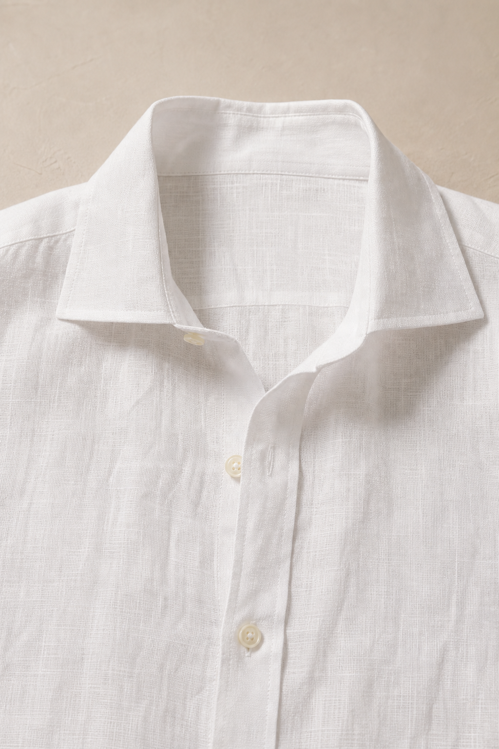 Matera 100% Linen Shirt in White - fabric detail