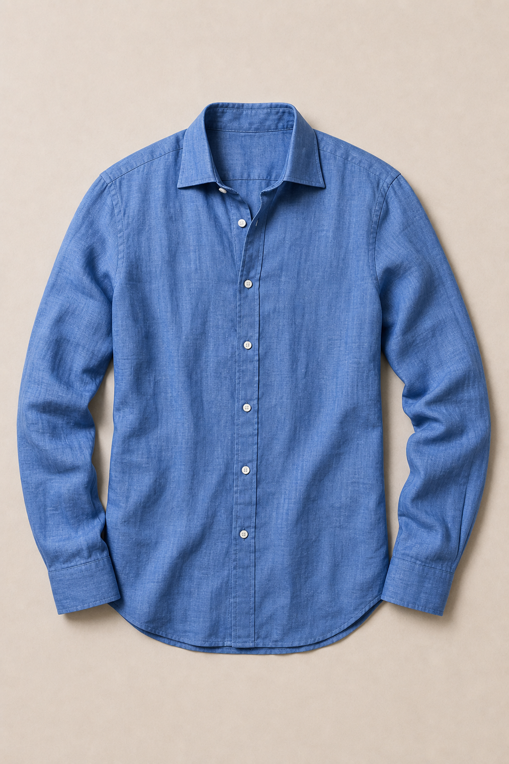 Menaggio 100% Linen Slim-Fit Shirt in French Blue - front view