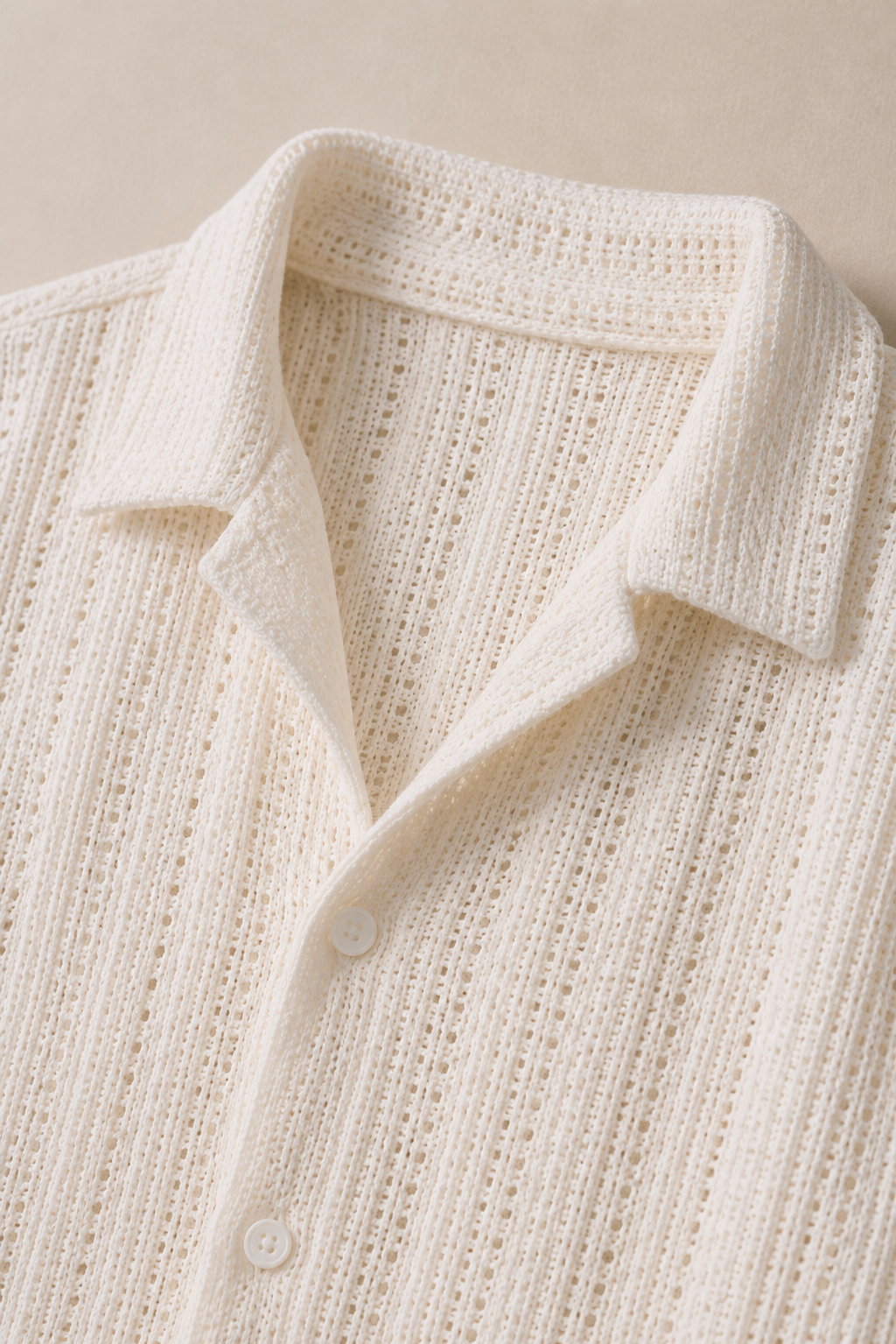 Milos Crochet Shirt in Cream - fabric detail