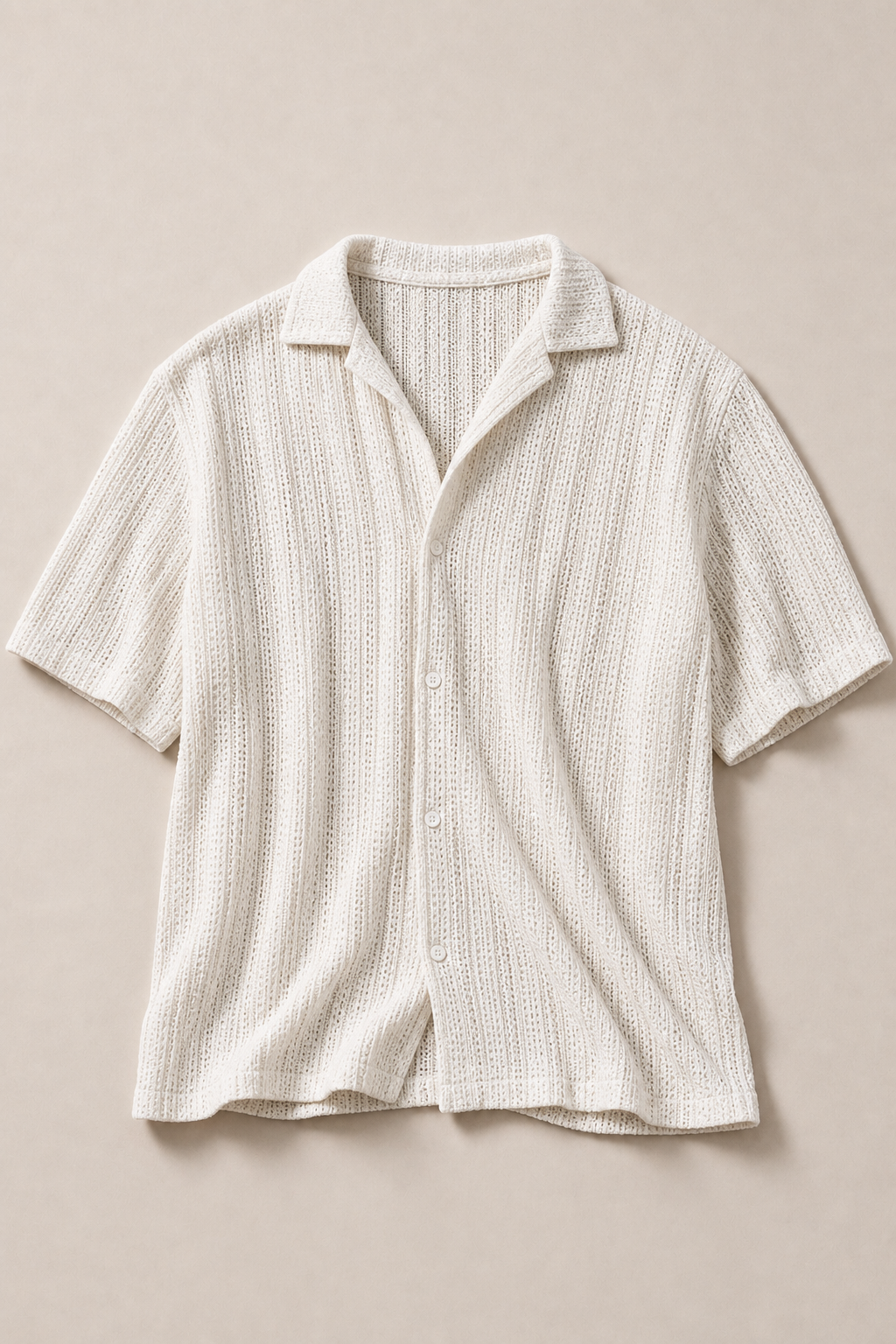 Milos Crochet Shirt in Cream - front view