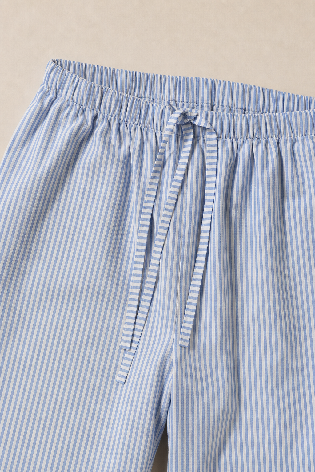 Mincio Striped Cotton Trousers in Blue with White Stripes - fabric detail