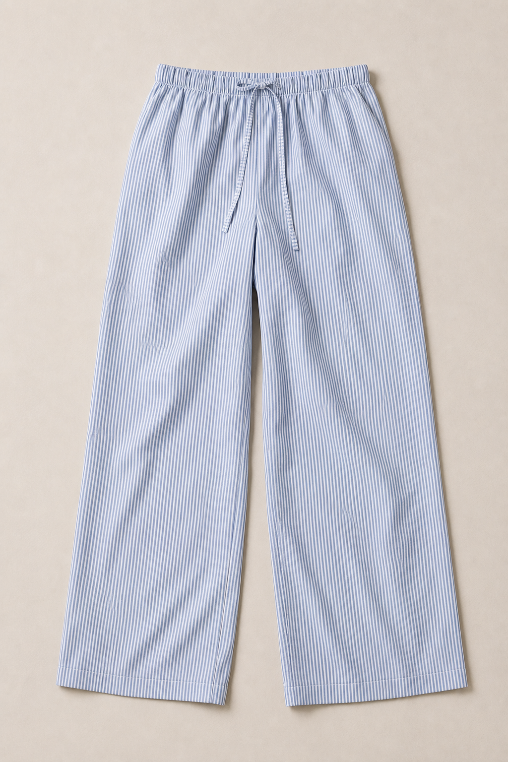 Mincio Striped Cotton Trousers in Blue with White Stripes - front view