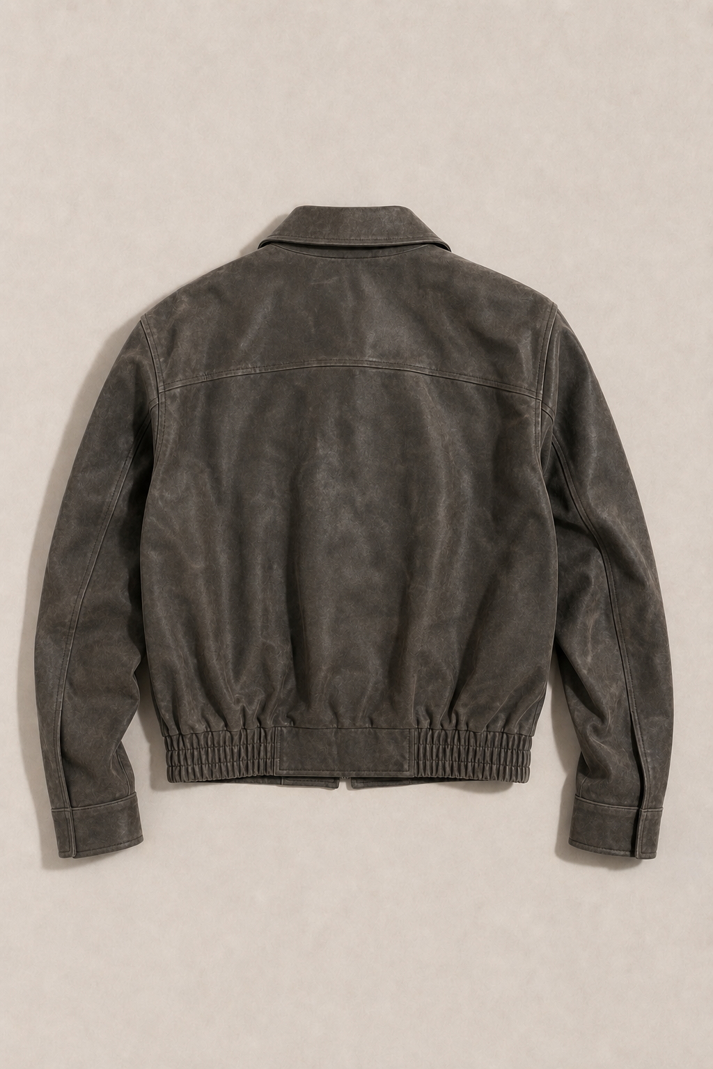 Modena Cropped Leather Jacket in Vintage Grey — back view