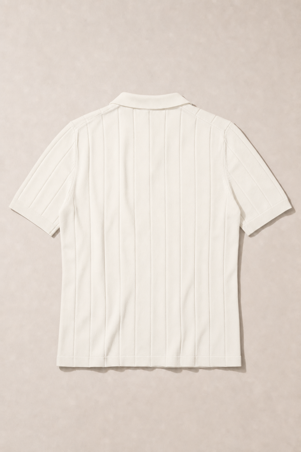 Naxos Pleated Polo Shirt in Ivory — back view