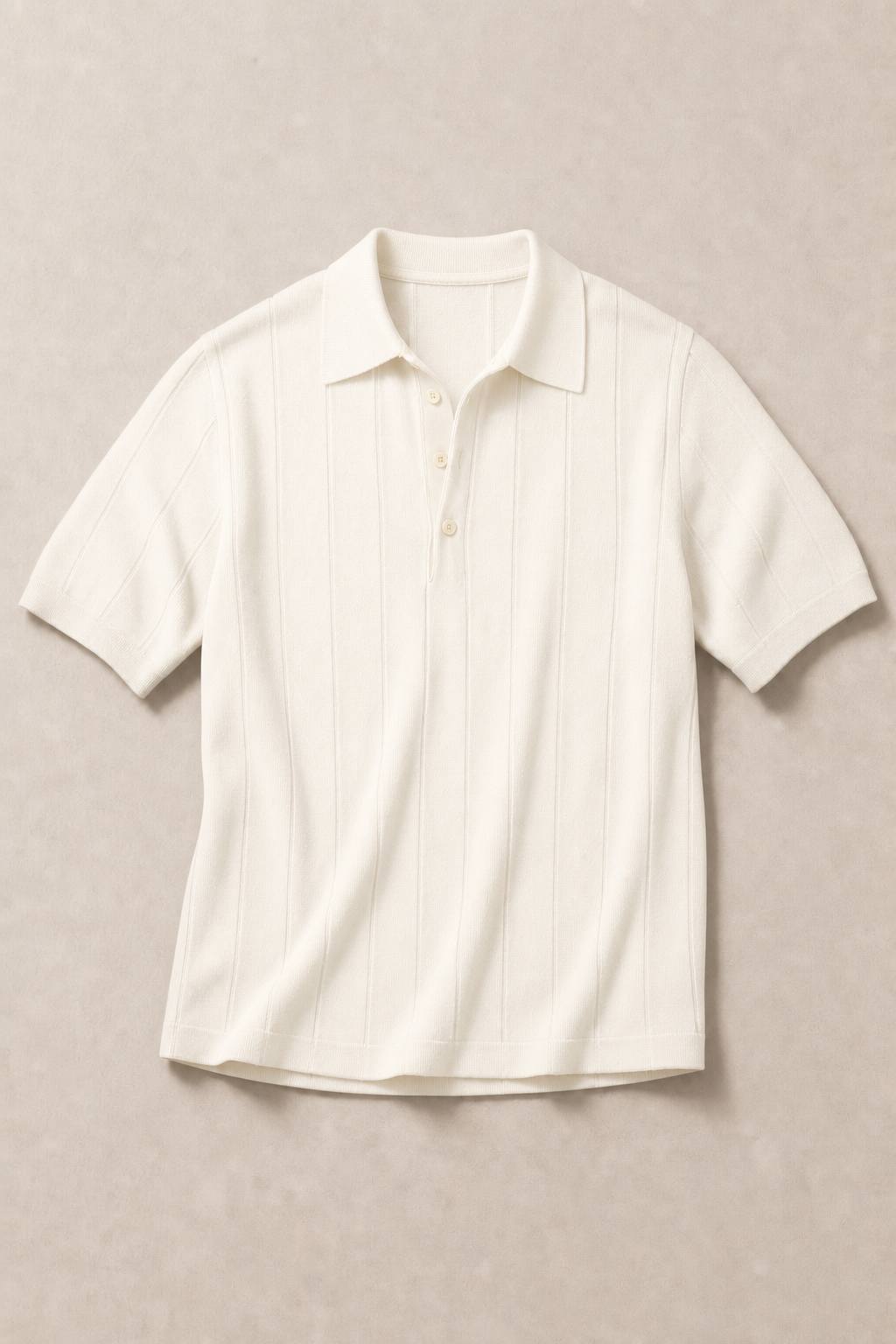 Naxos Pleated Polo Shirt in Ivory — front view