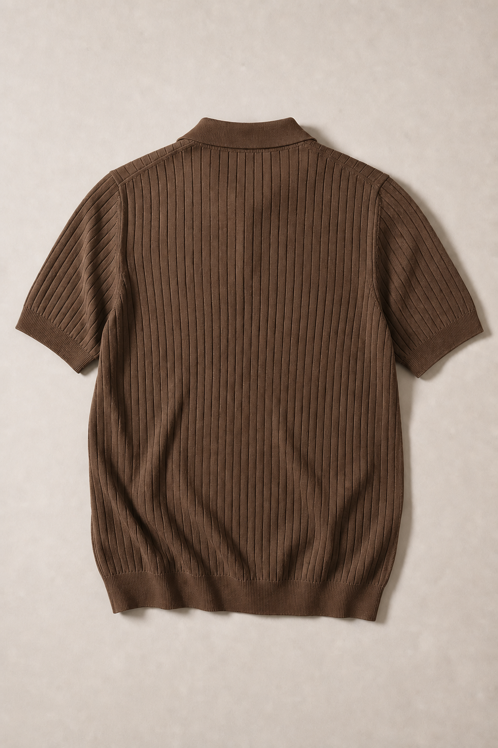 Ostuni Ribbed Polo Shirt in Brown — back view