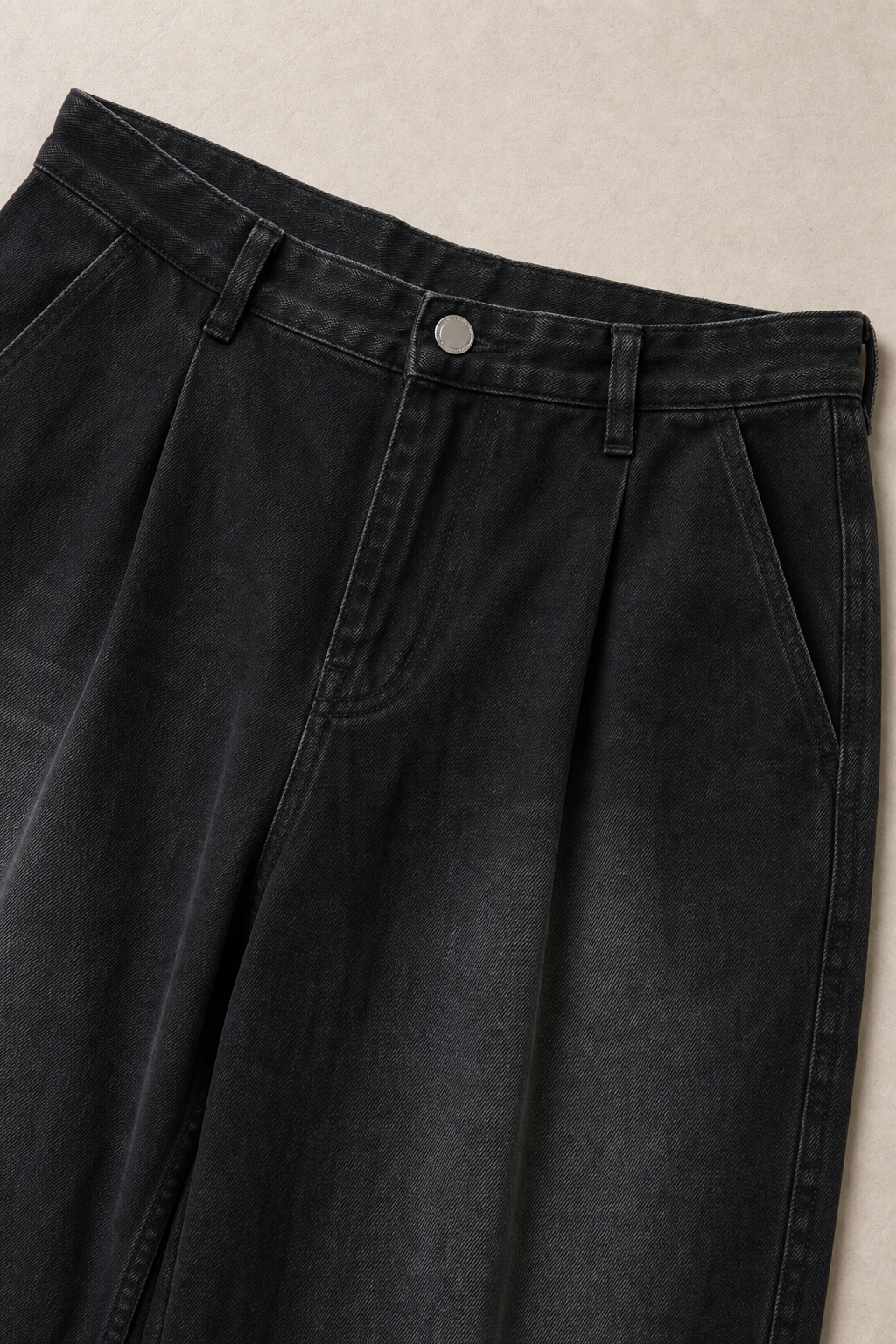 Padova Daily Straight-Leg Jeans in Washed Black - fabric detail
