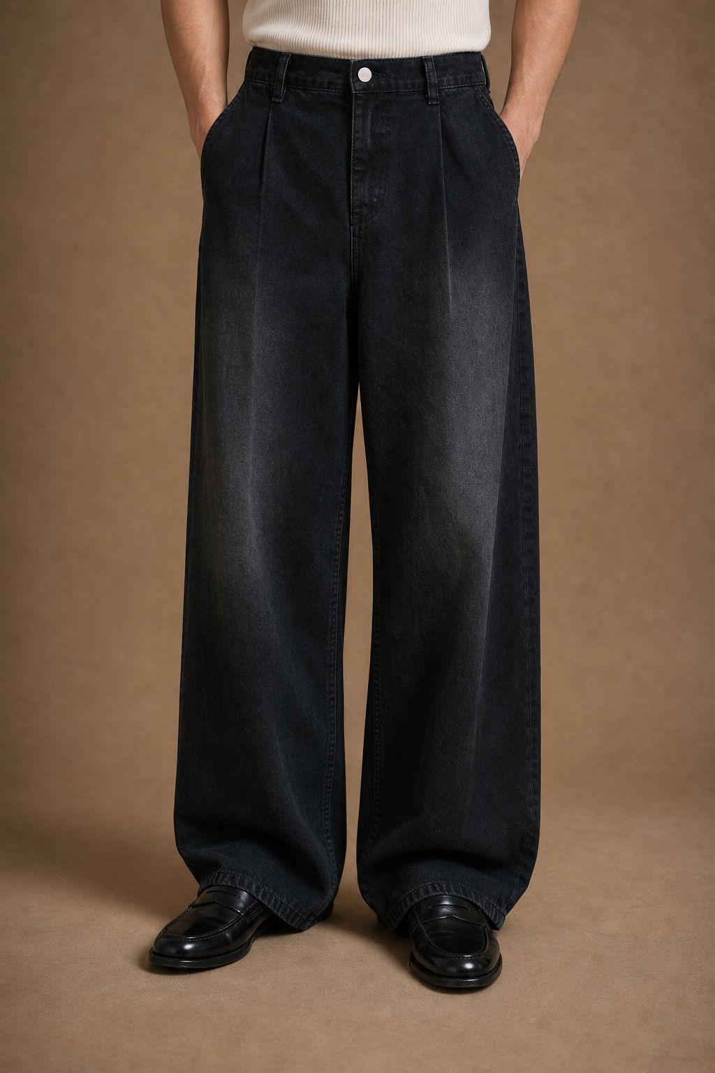 Padova Daily Straight-Leg Jeans in Washed Black on model - alternate pose