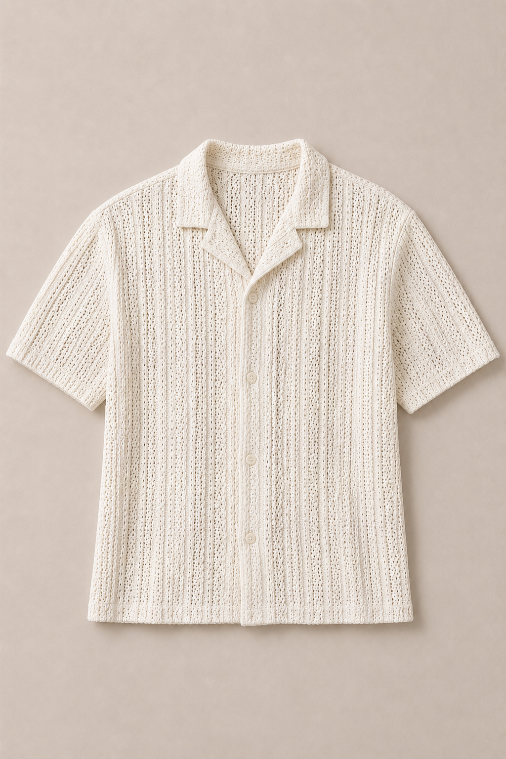 Panarea Knitted Shirt in Cream - front view