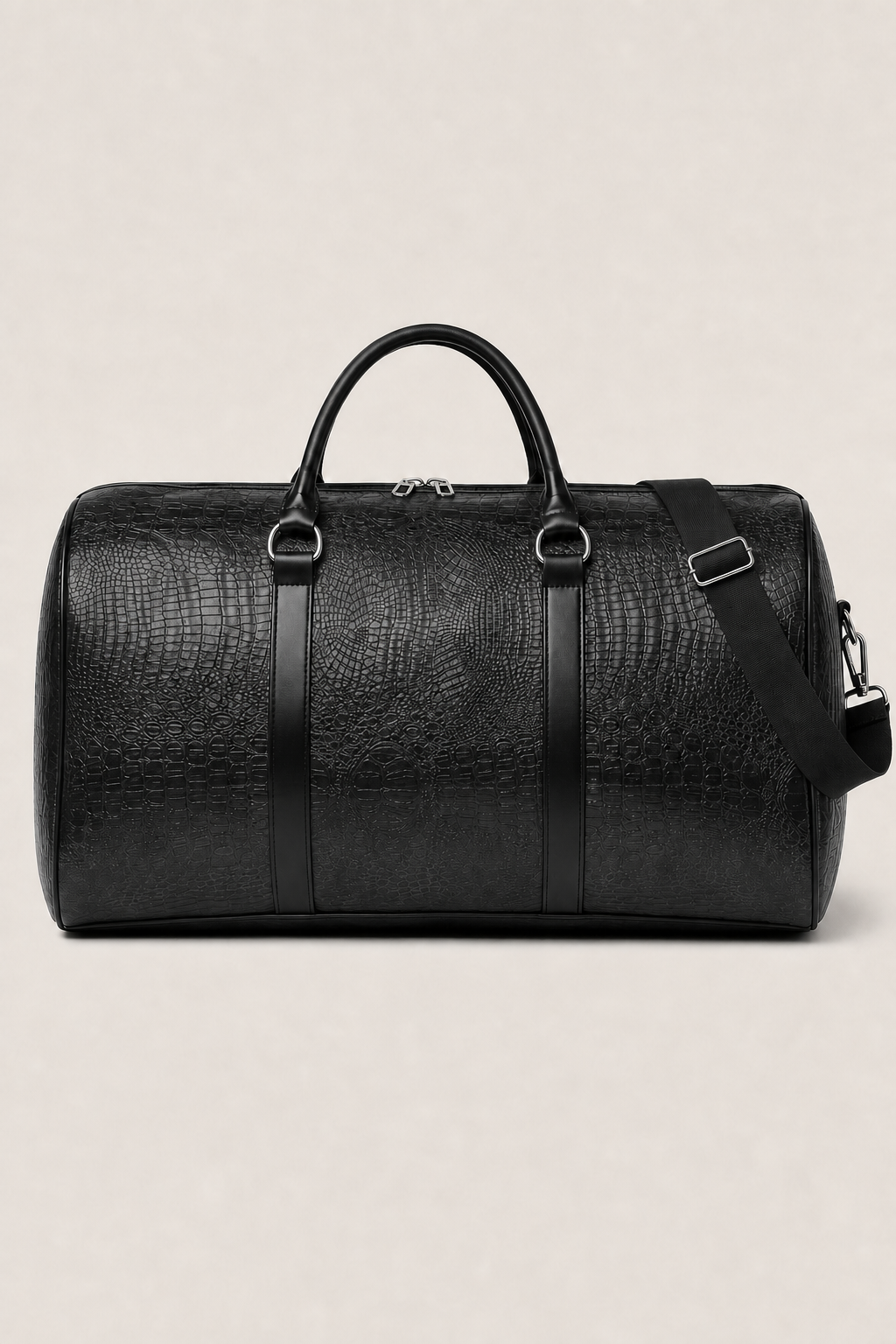 Positano Travel Duffle Bag in Black - front view