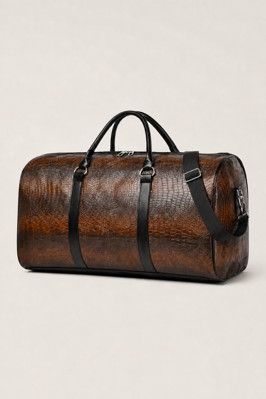 Positano Travel Duffle Bag in Chestnut - angle view