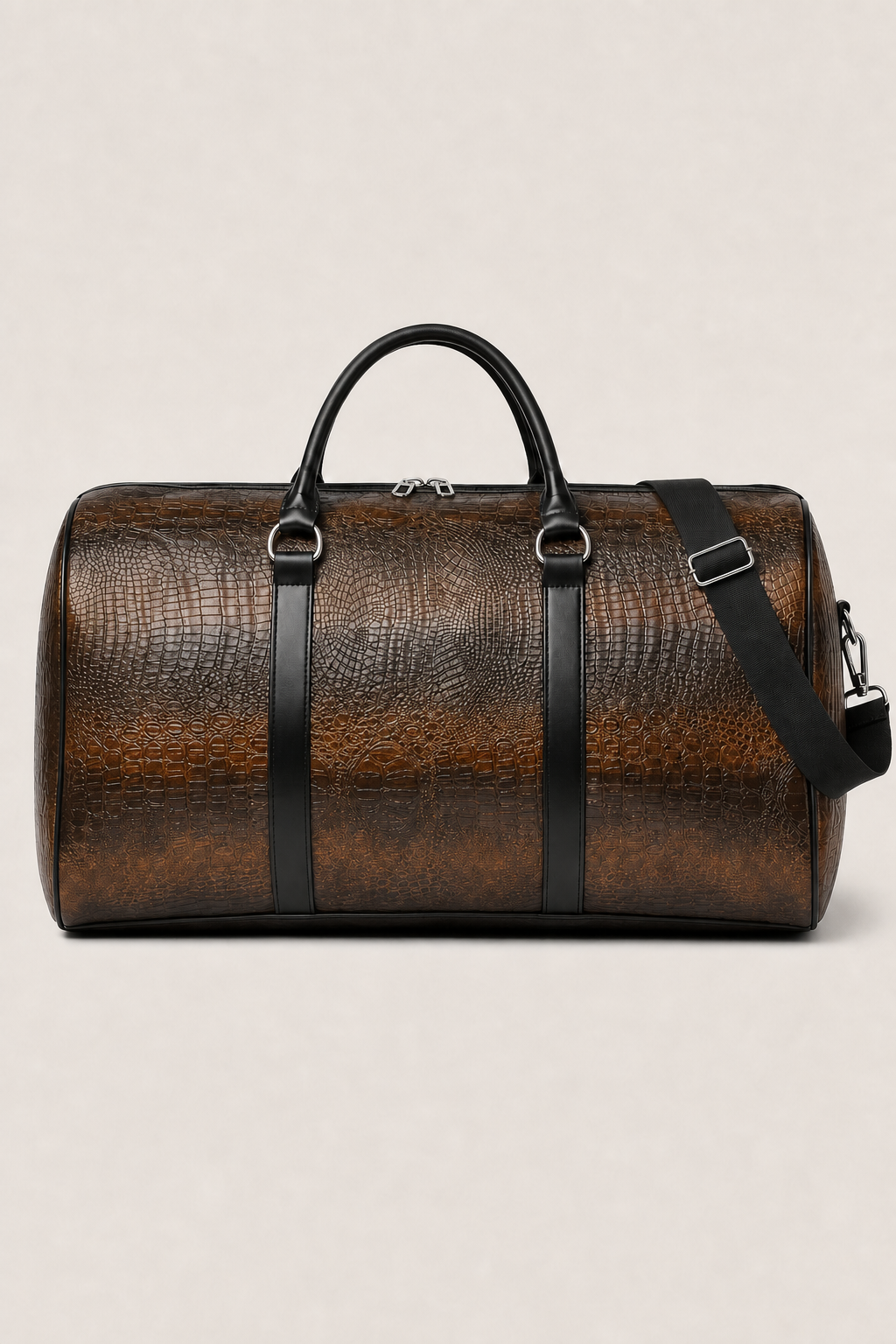 Positano Travel Duffle Bag in Chestnut - front view