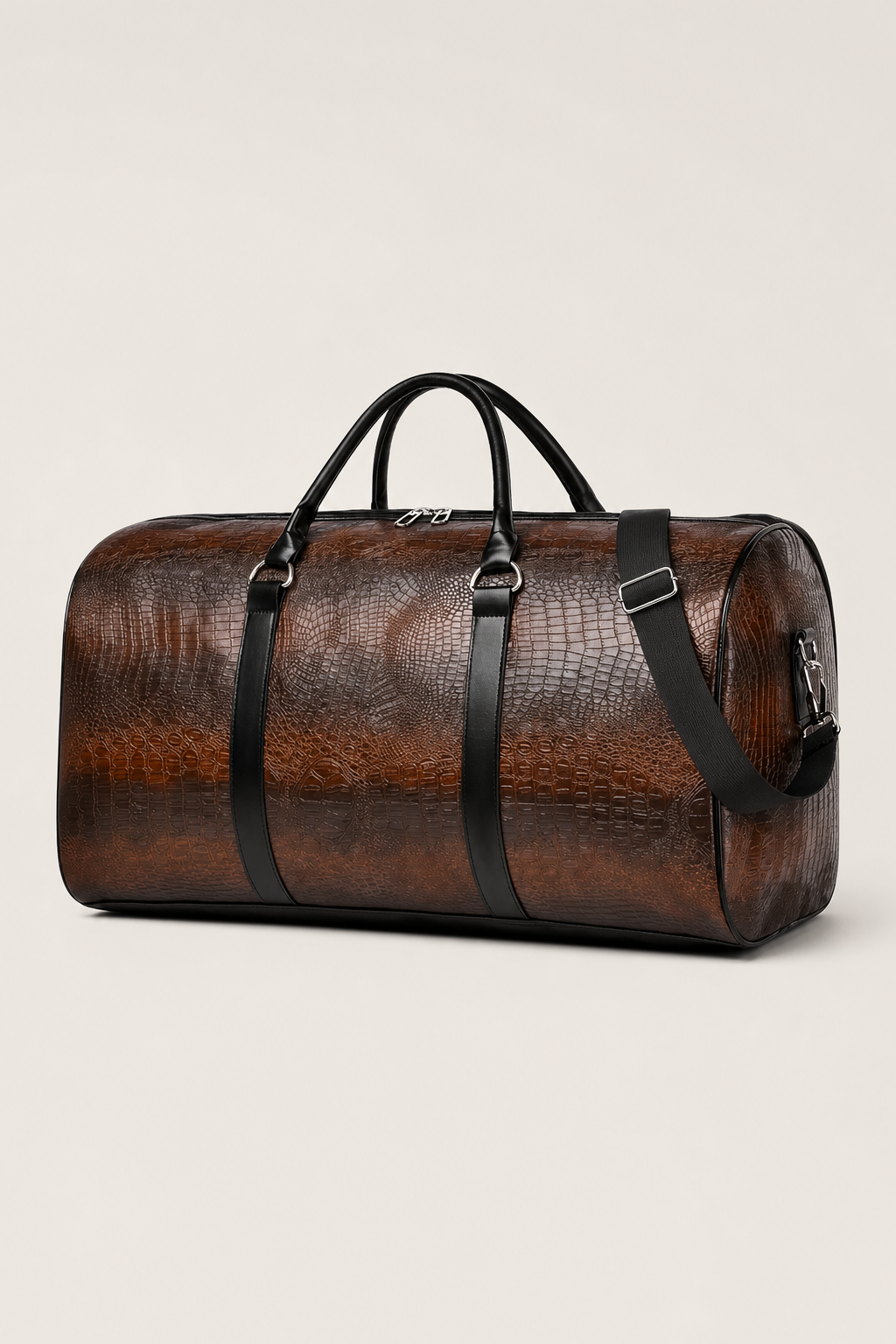 Positano Travel Duffle Bag in Cognac - angle view