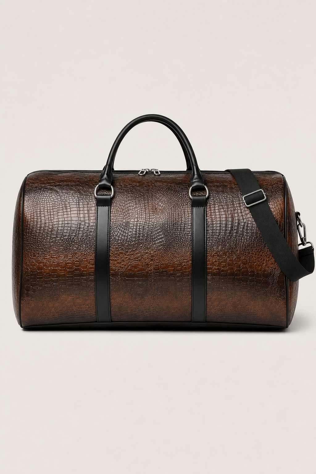 Positano Travel Duffle Bag in Cognac - front view