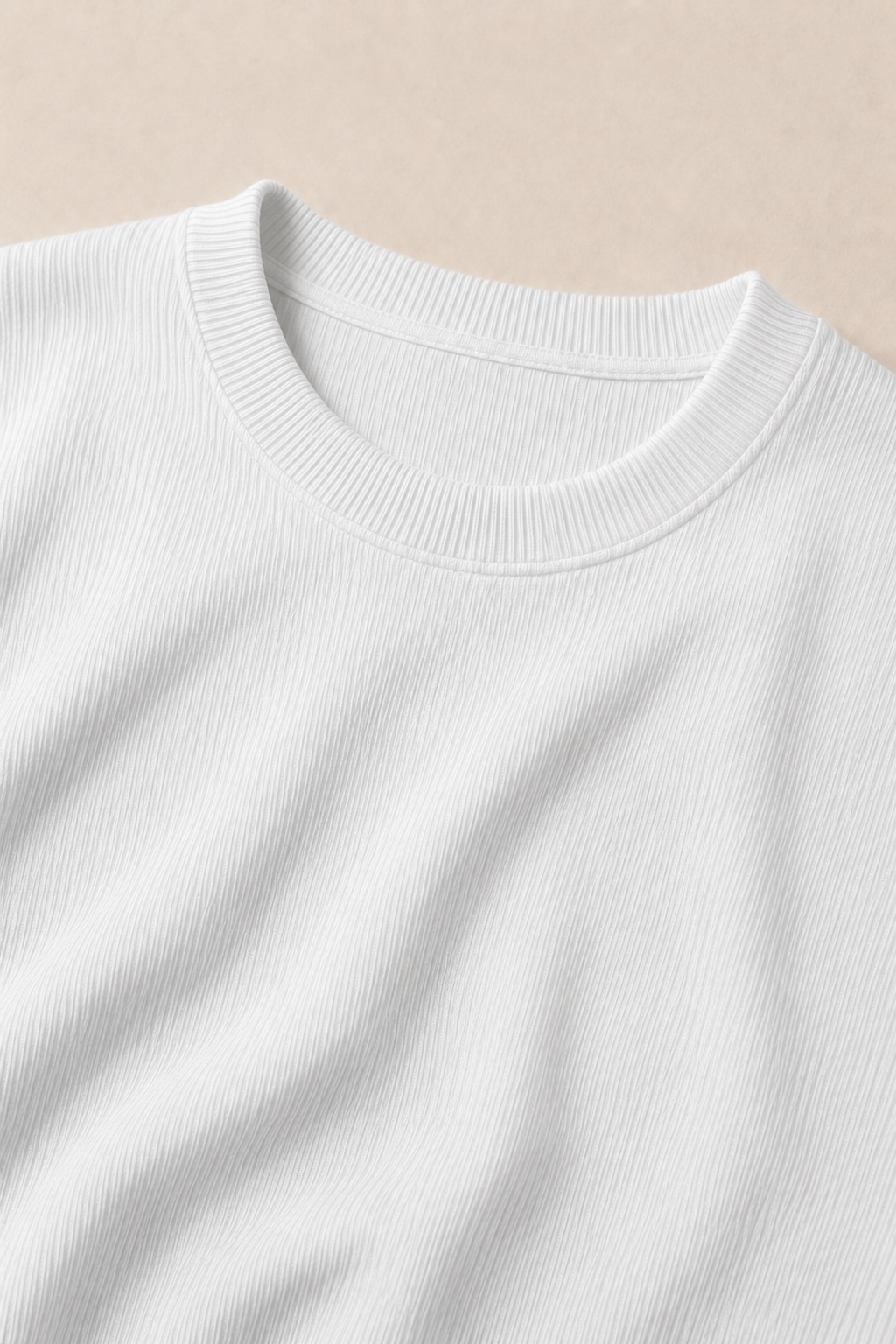 Procida Ribbed T-Shirt in White — fabric detail