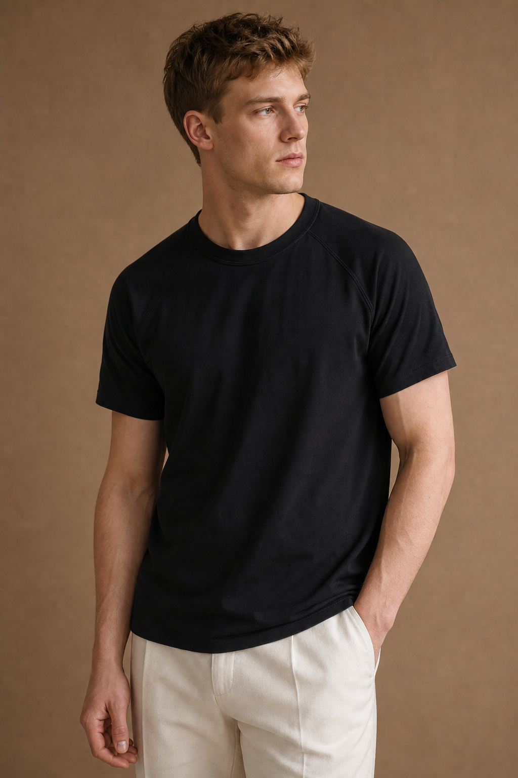 Procida Slim-Fit T-Shirt in Black on model — front pose
