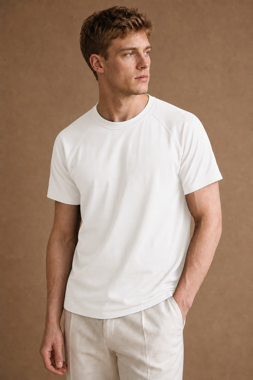 Procida Slim-Fit T-Shirt in White on model — front pose