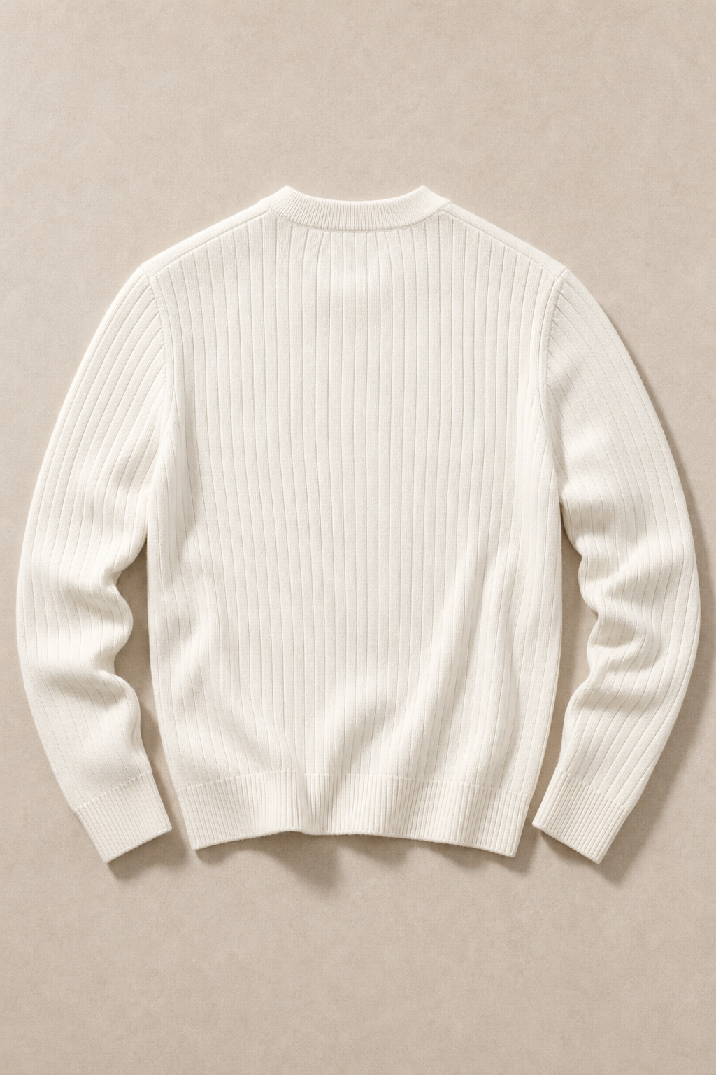 Ravenna Ribbed Sweater in Cream — back view