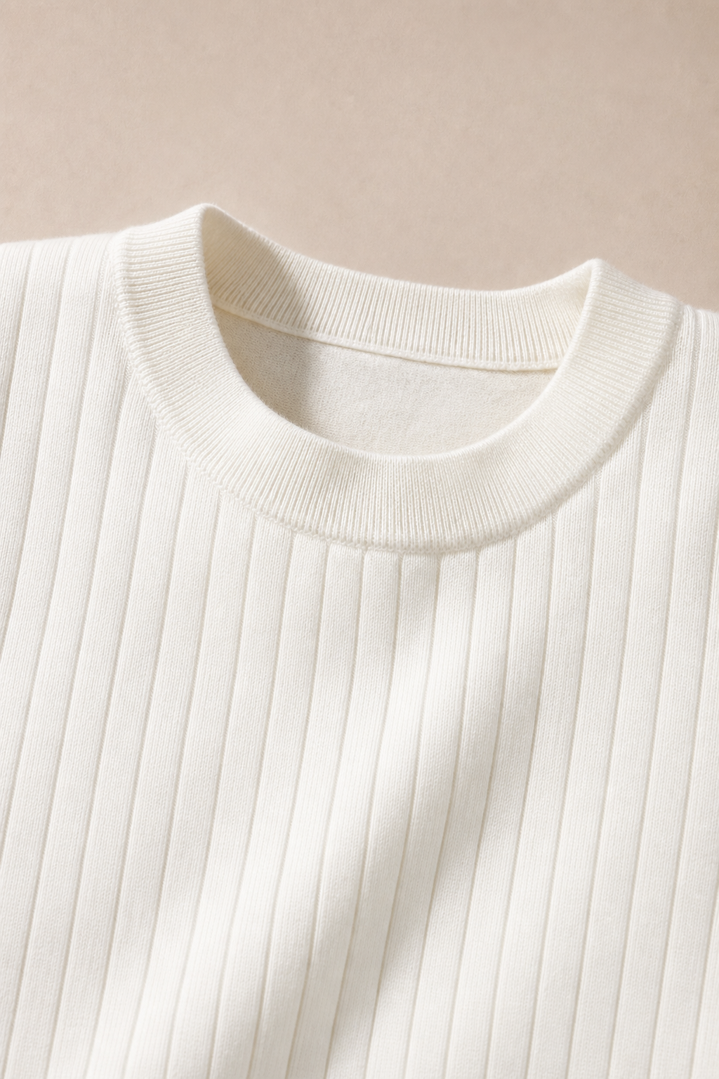 Ravenna Ribbed Sweater in Cream — fabric detail