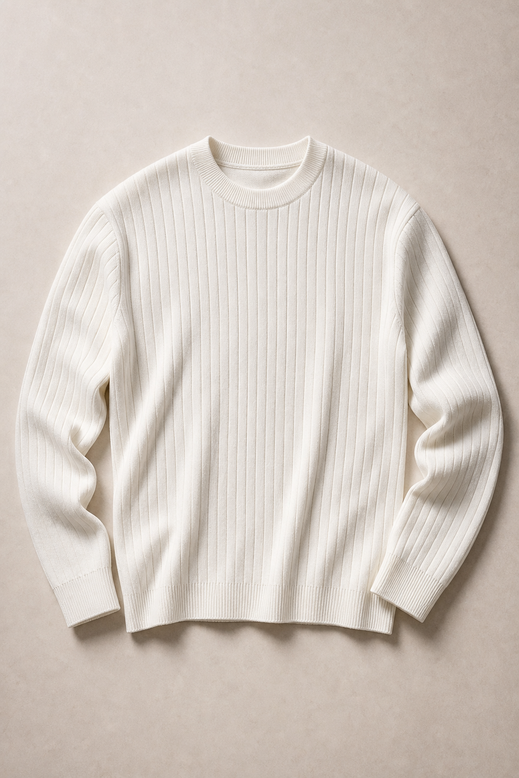 Ravenna Ribbed Sweater in Cream — front view