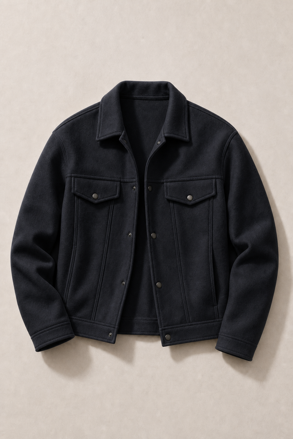 Riva Wool Overshirt in Black — front view