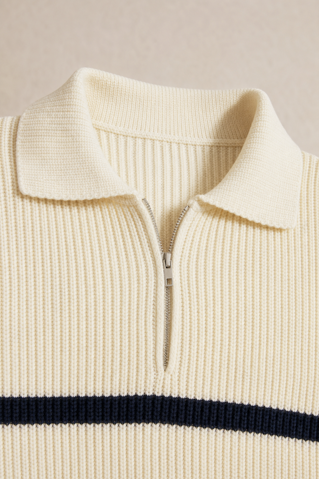 Saint-Tropez Quarter Zip Sweater in Cream - fabric detail