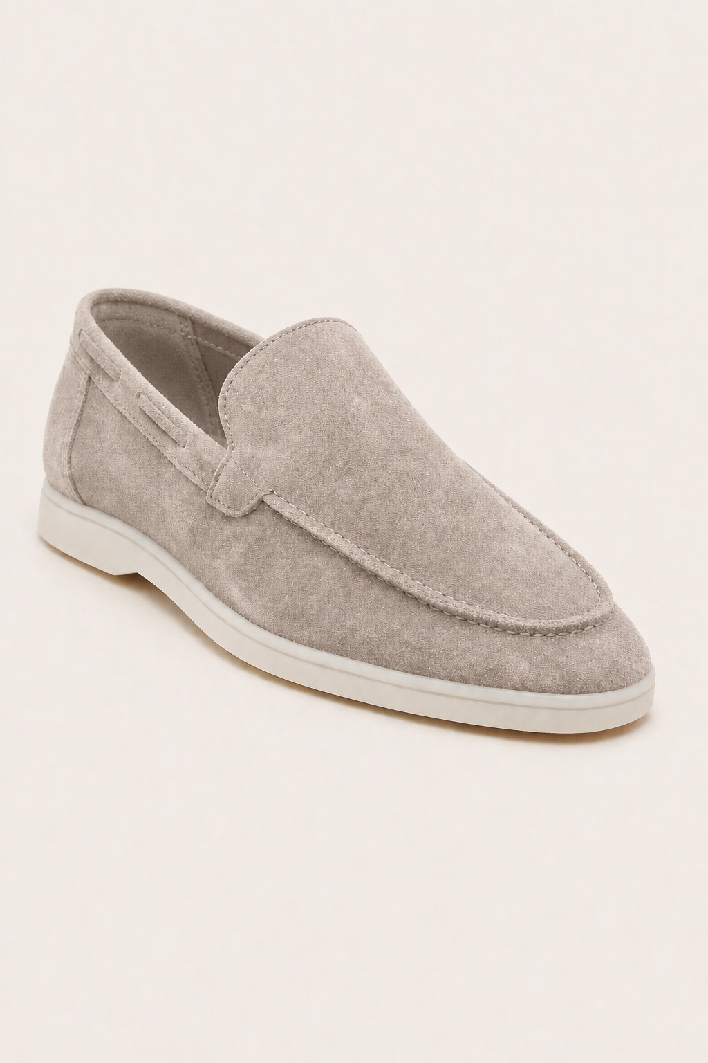 Salerno Suede Loafers in Stone - angle view