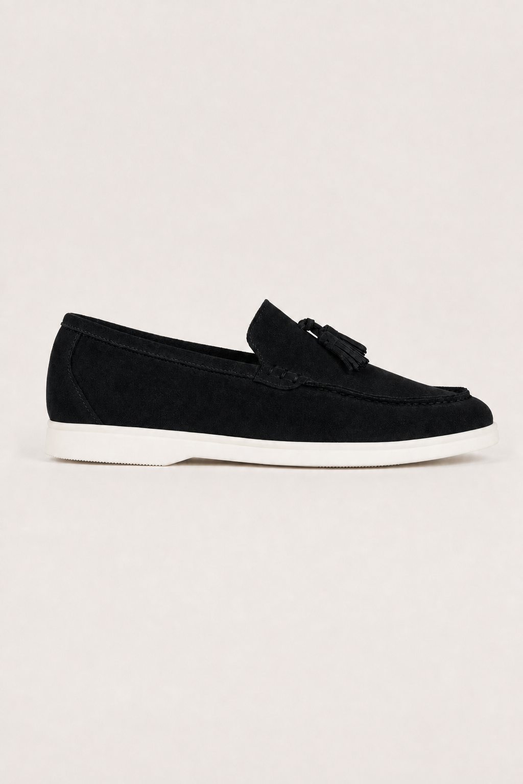 Salerno Suede Tassel Loafers in Black - side view