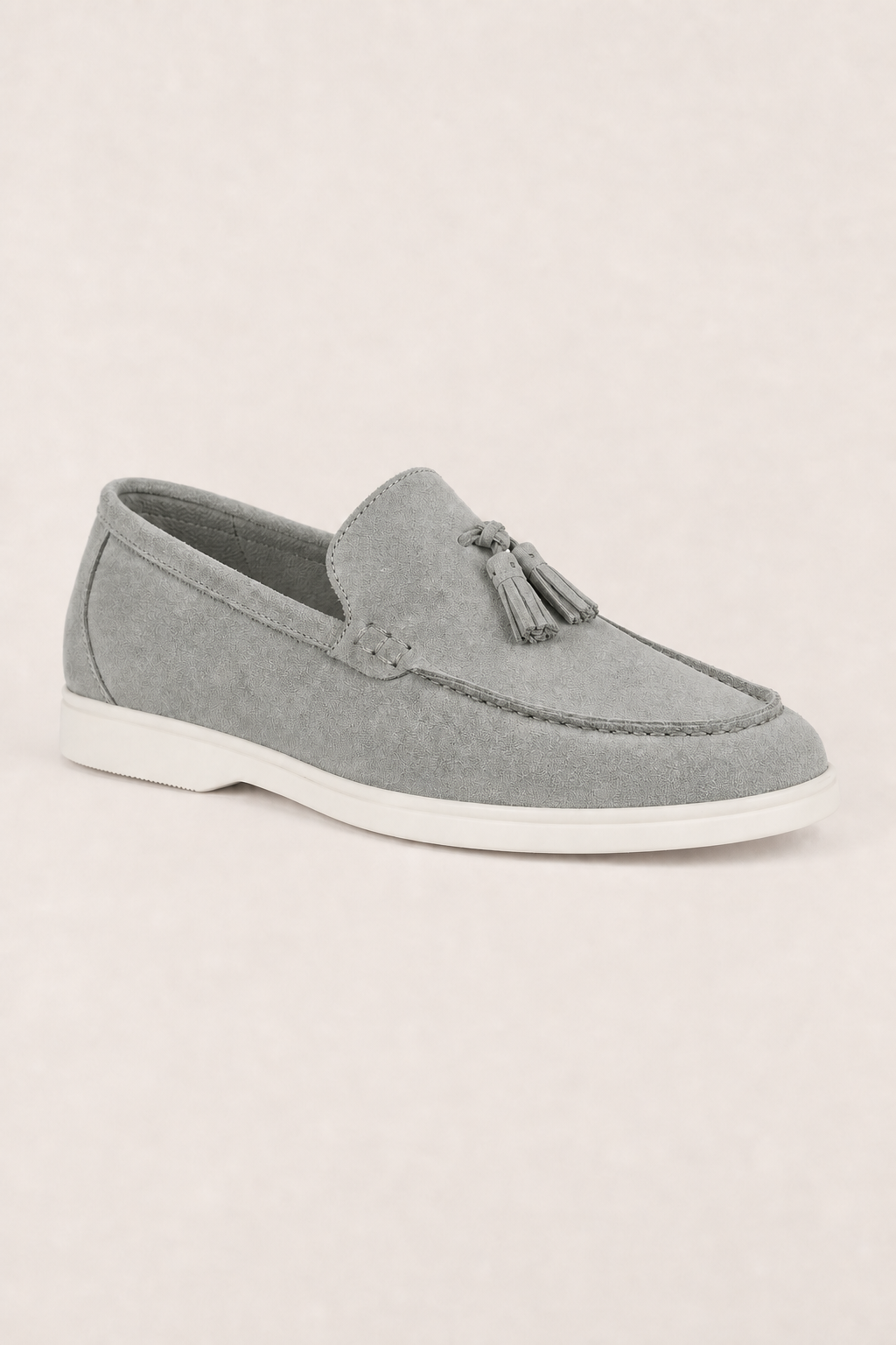 Salerno Suede Tassel Loafers in Grey - angle view