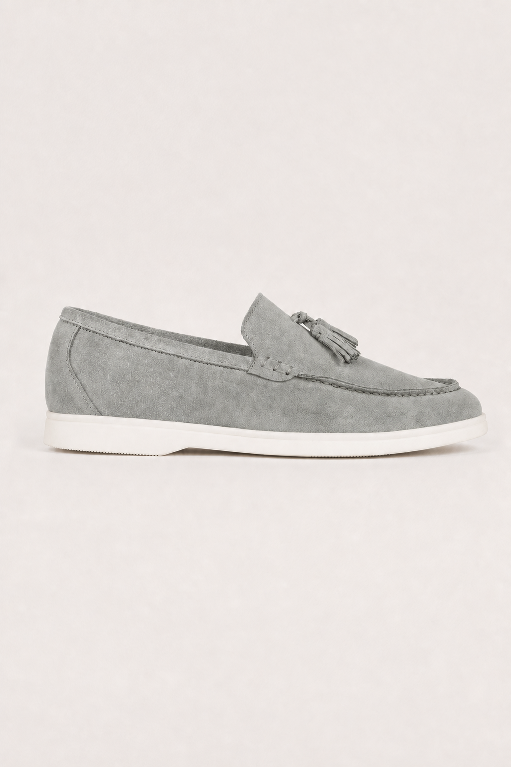 Salerno Suede Tassel Loafers in Grey - side view