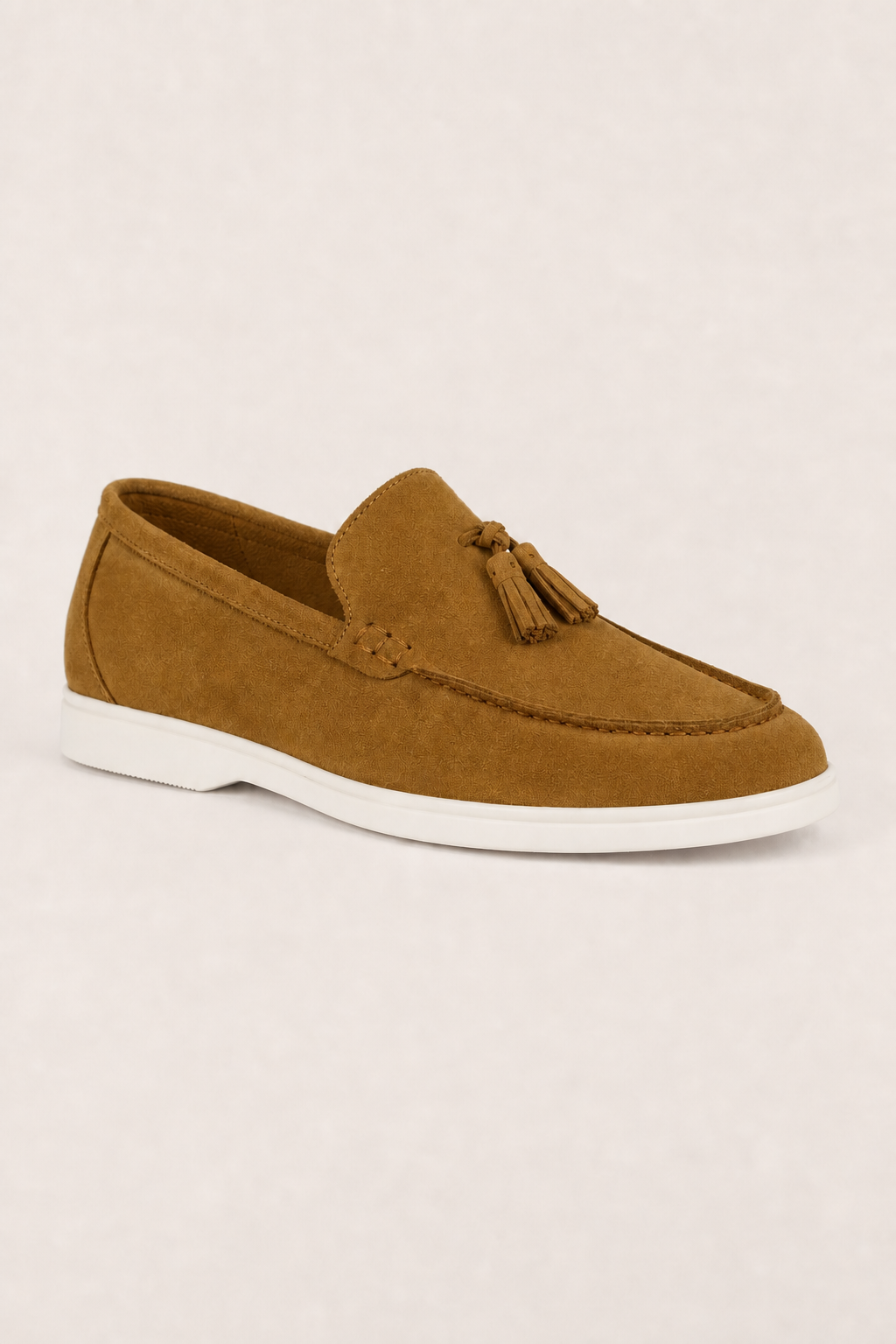 Salerno Suede Tassel Loafers in Tan - angle view
