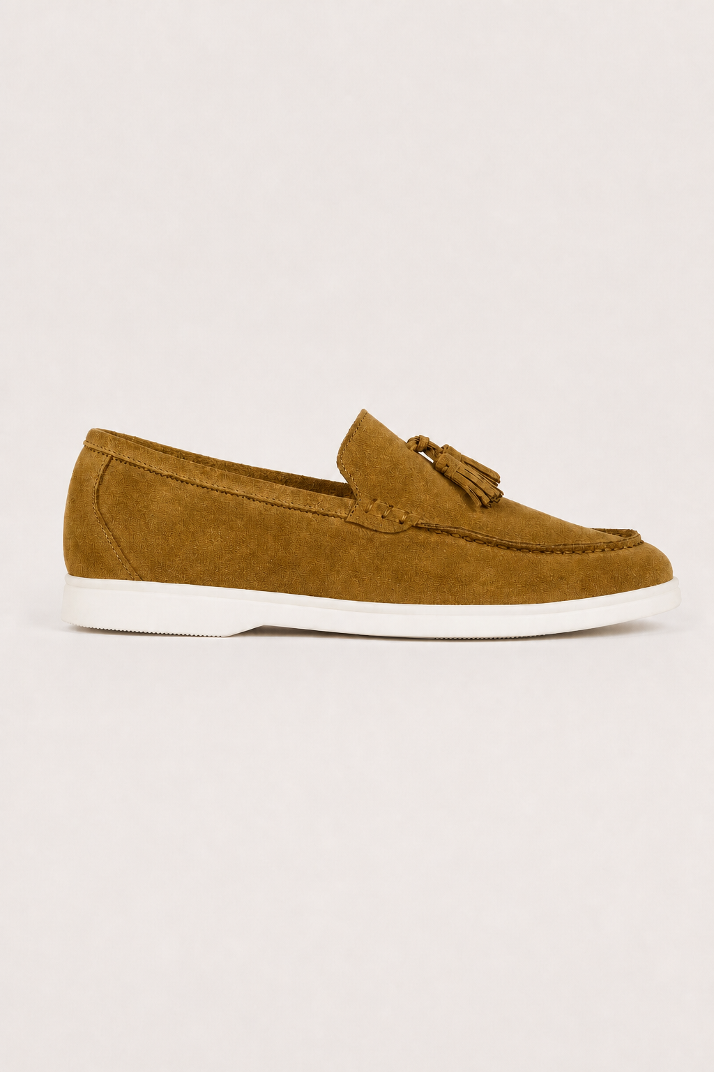 Salerno Suede Tassel Loafers in Tan - side view